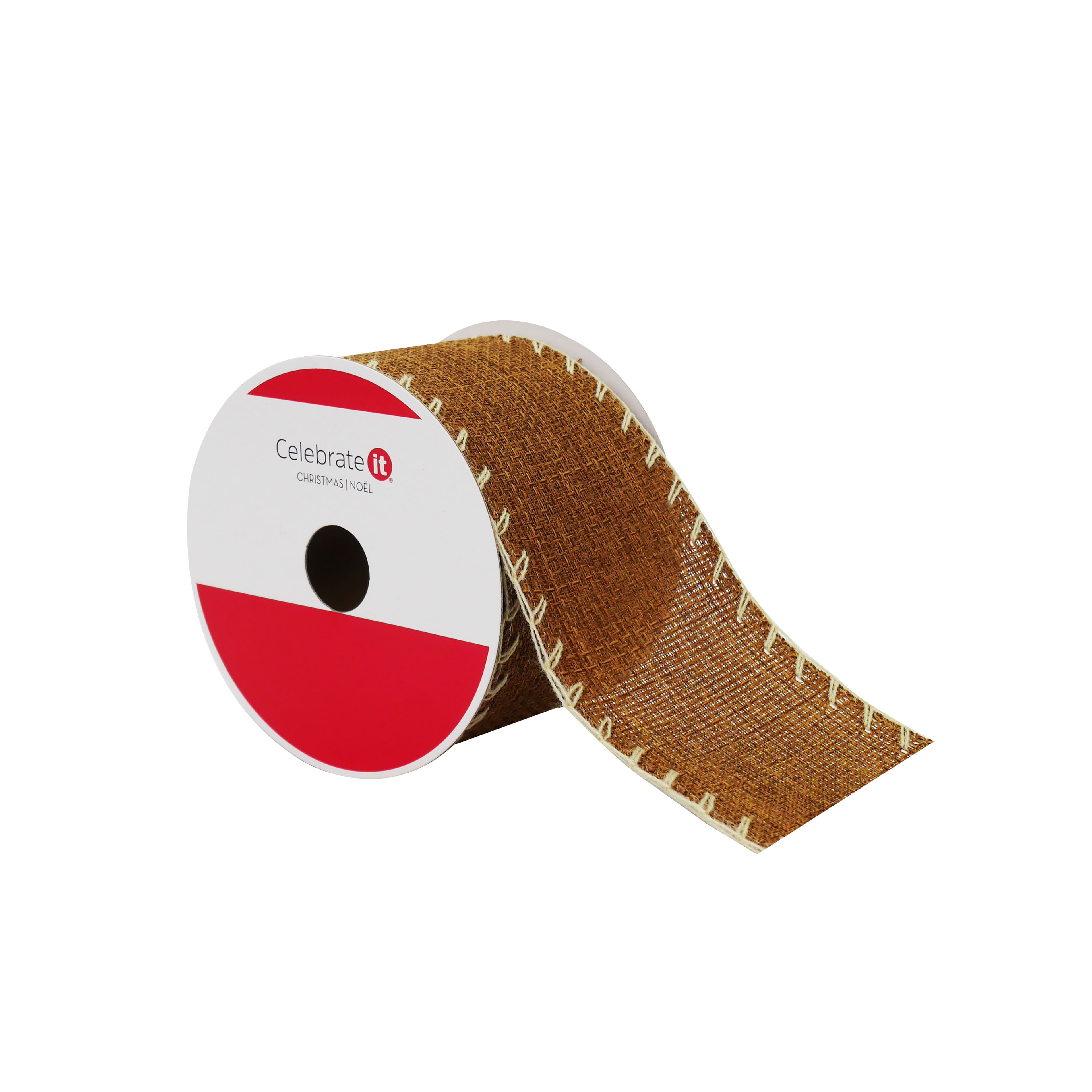 2.5&#x22; x 20ft. Brown Whip Stitched Wired Ribbon by Celebrate It&#xAE;