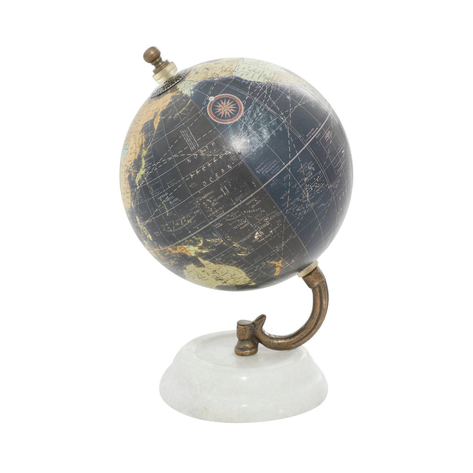 Modern Black Globe with Iron &#x26; Marble Base