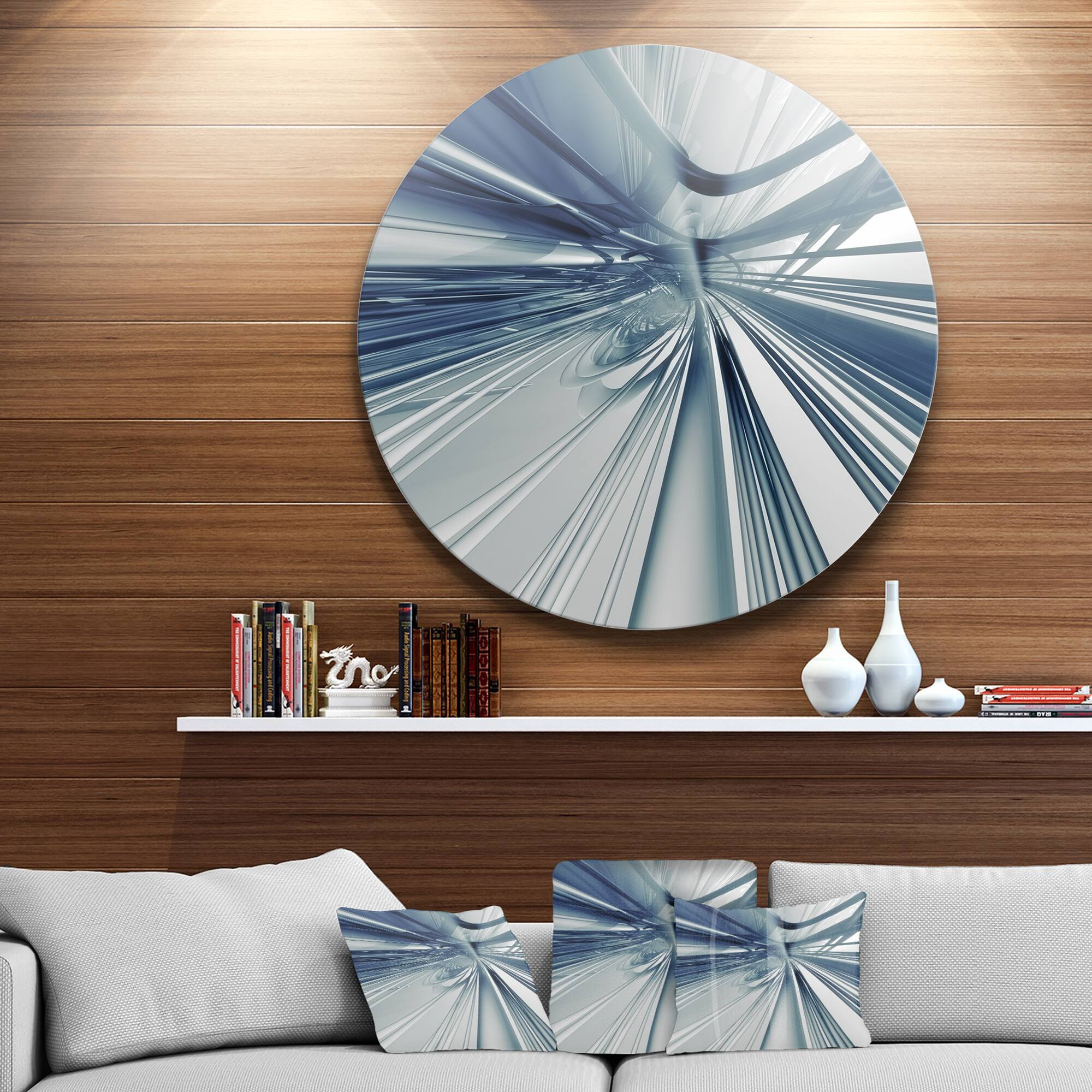 Designart - Blue 3D Textured Art' Abstract Circle Metal Wall Art