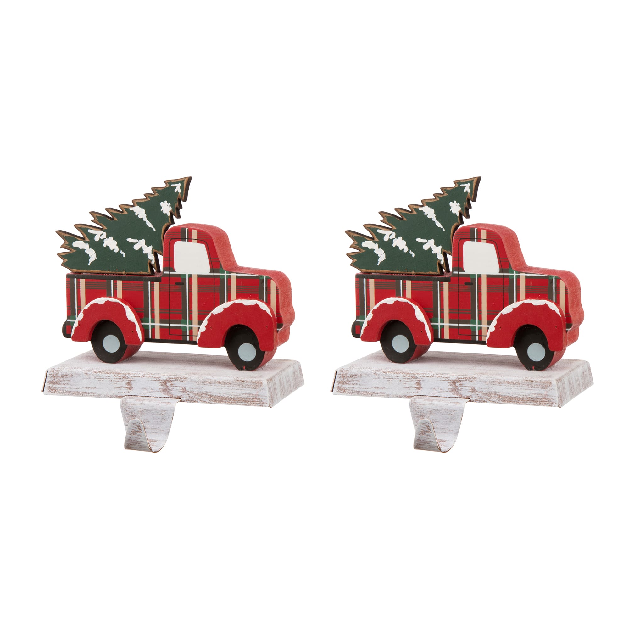 Glitzhome® Red Truck Stocking Holder Set
