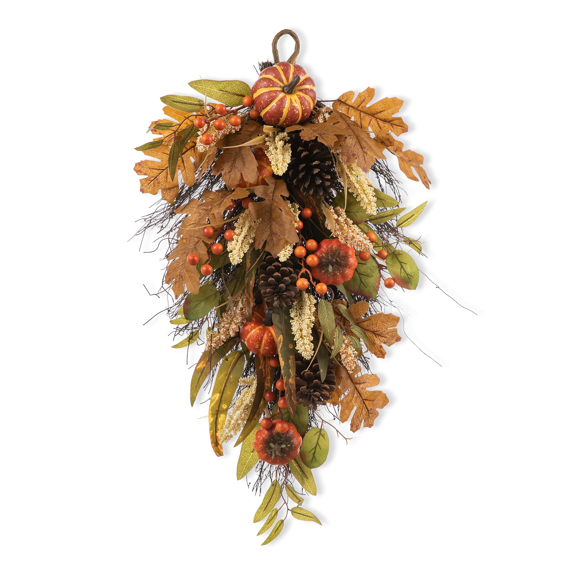 Glitzhome&#xAE; 27&#x22; Fall Pumpkin Leaf Swag