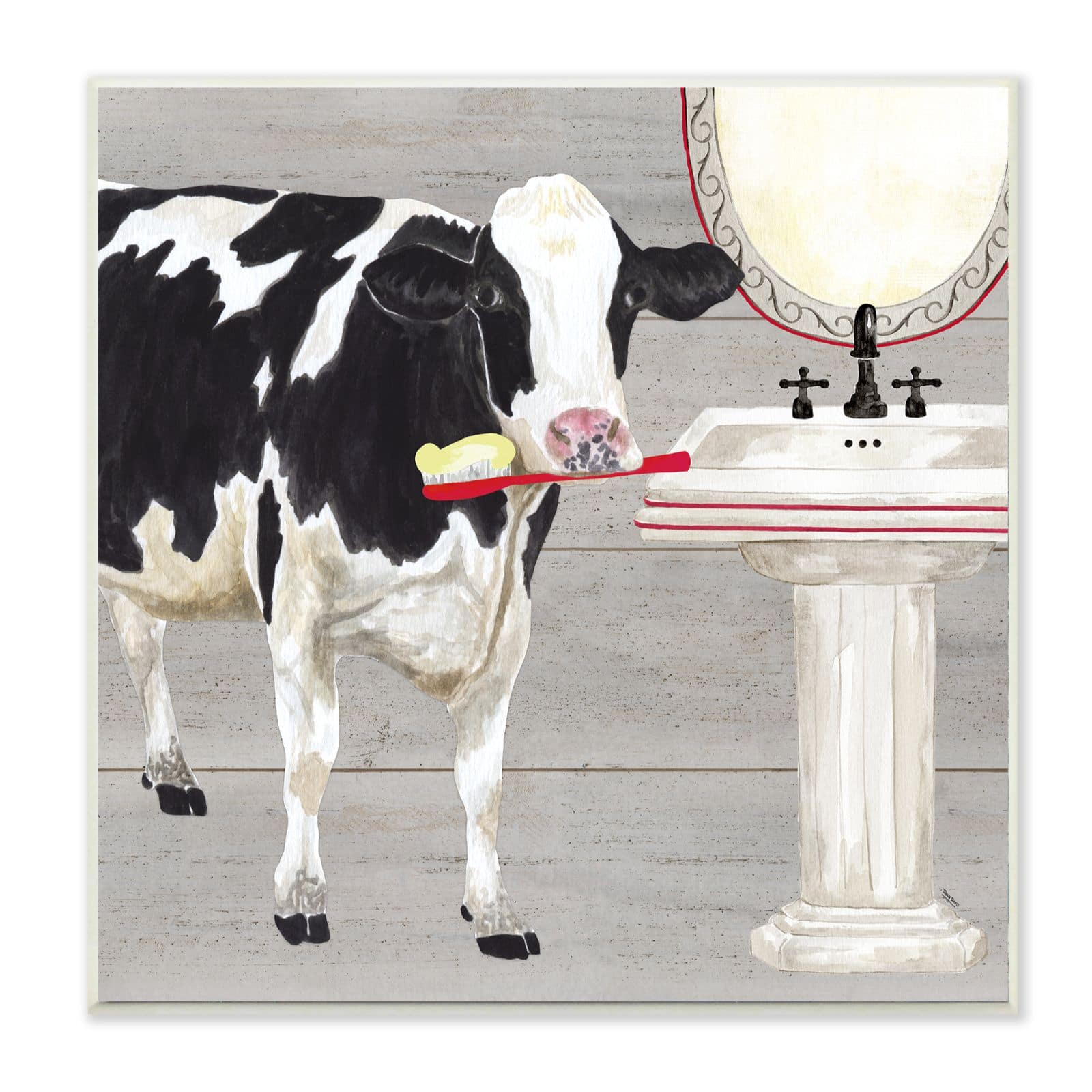 Stupell Industries Brush Time For Cows Wall Plaque