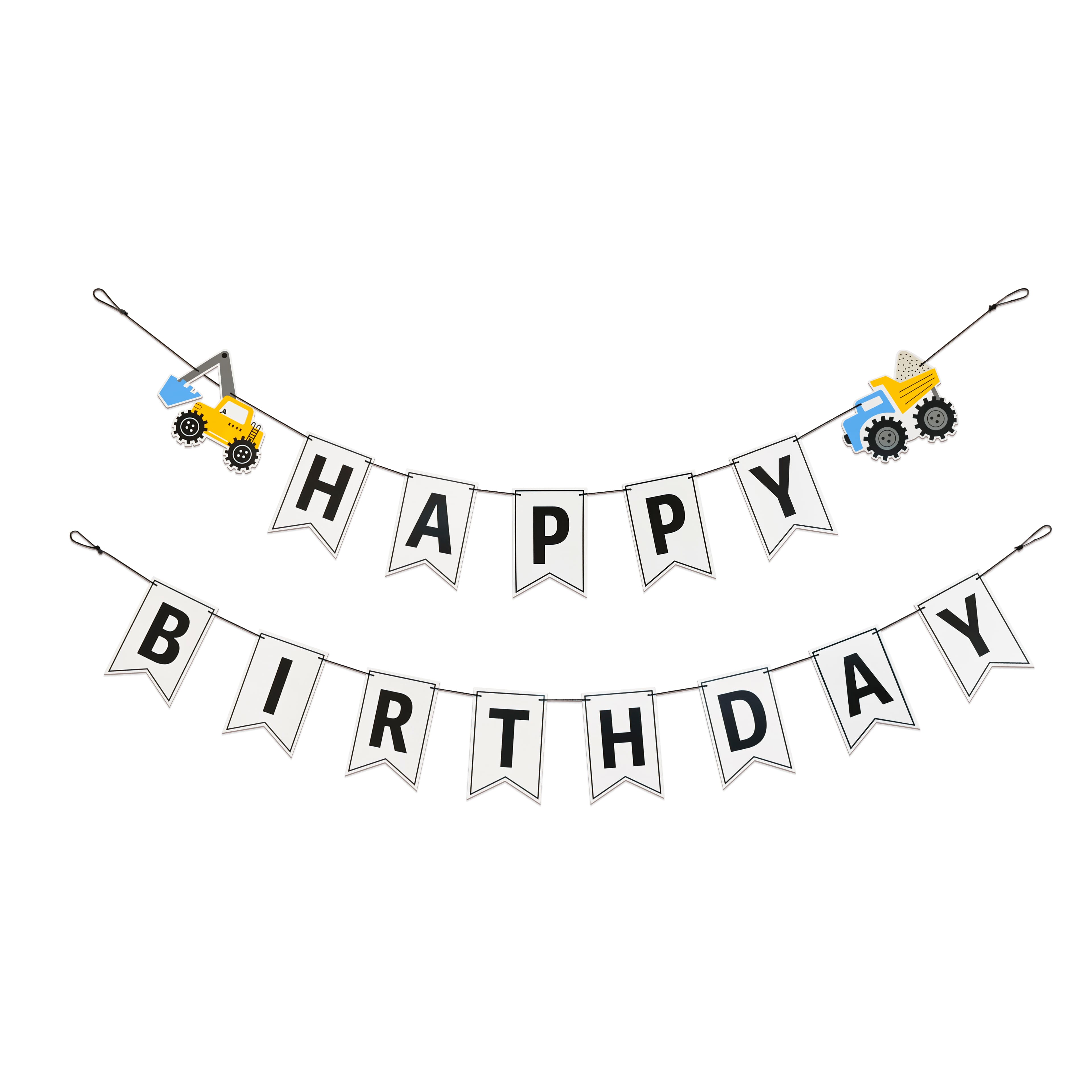 12 Pack: 5ft. White Happy Birthday Construction Banner Set by Celebrate It™
