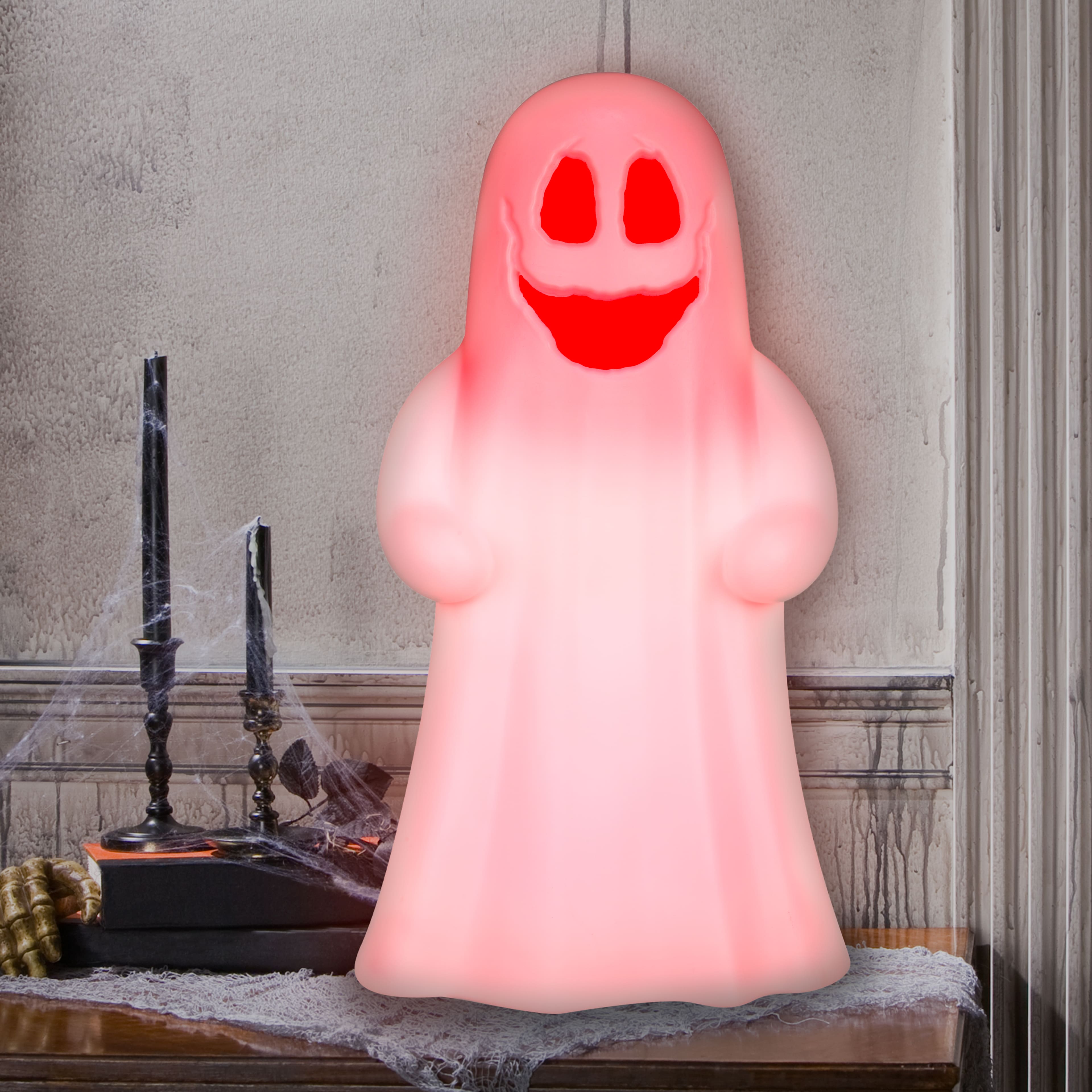 20&#x22; Light Up Happy Ghost Blow Mold with Fading Red Light by Ashland&#xAE;