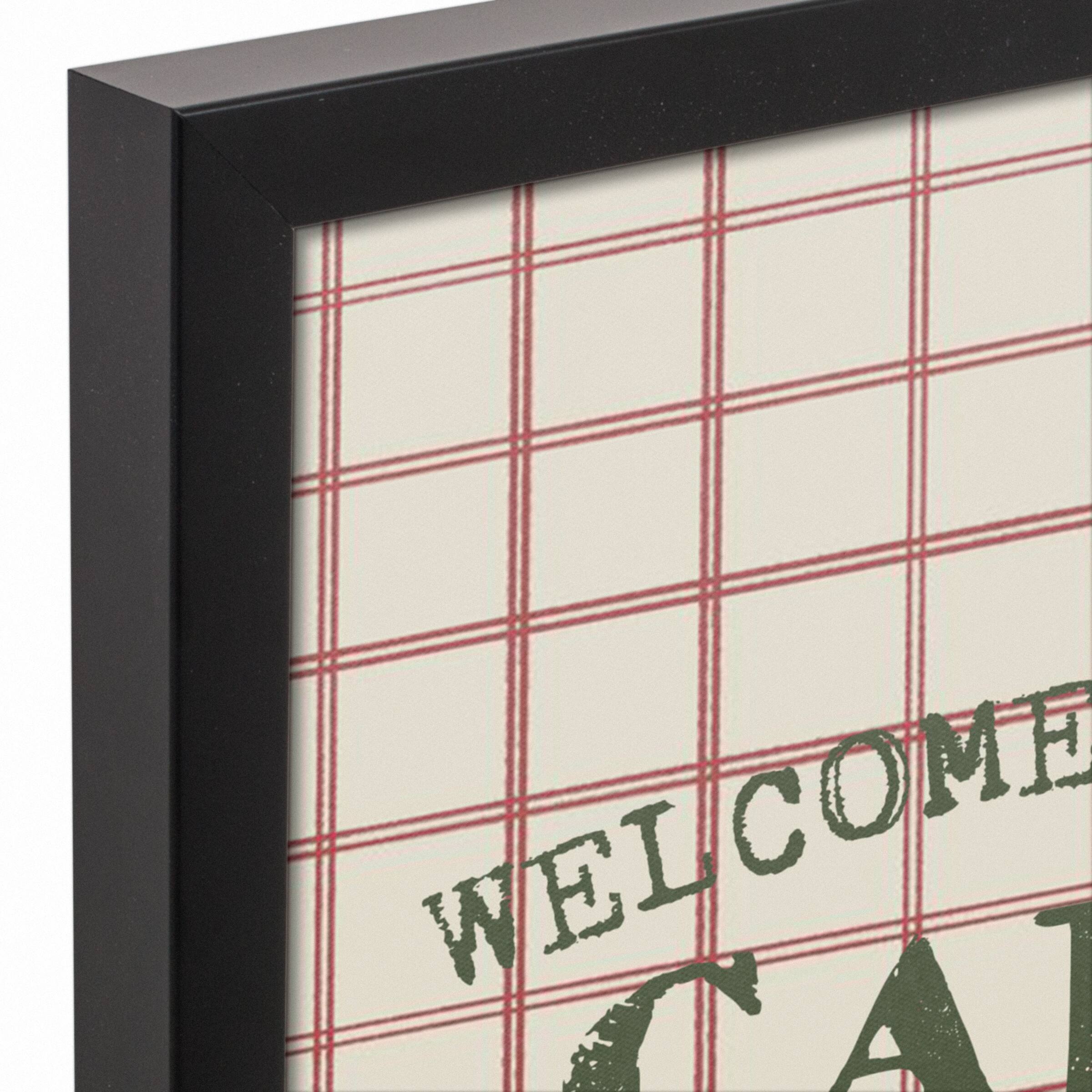 Welcome To Our Cabin and Check Canvas Wall Art in Black Frame