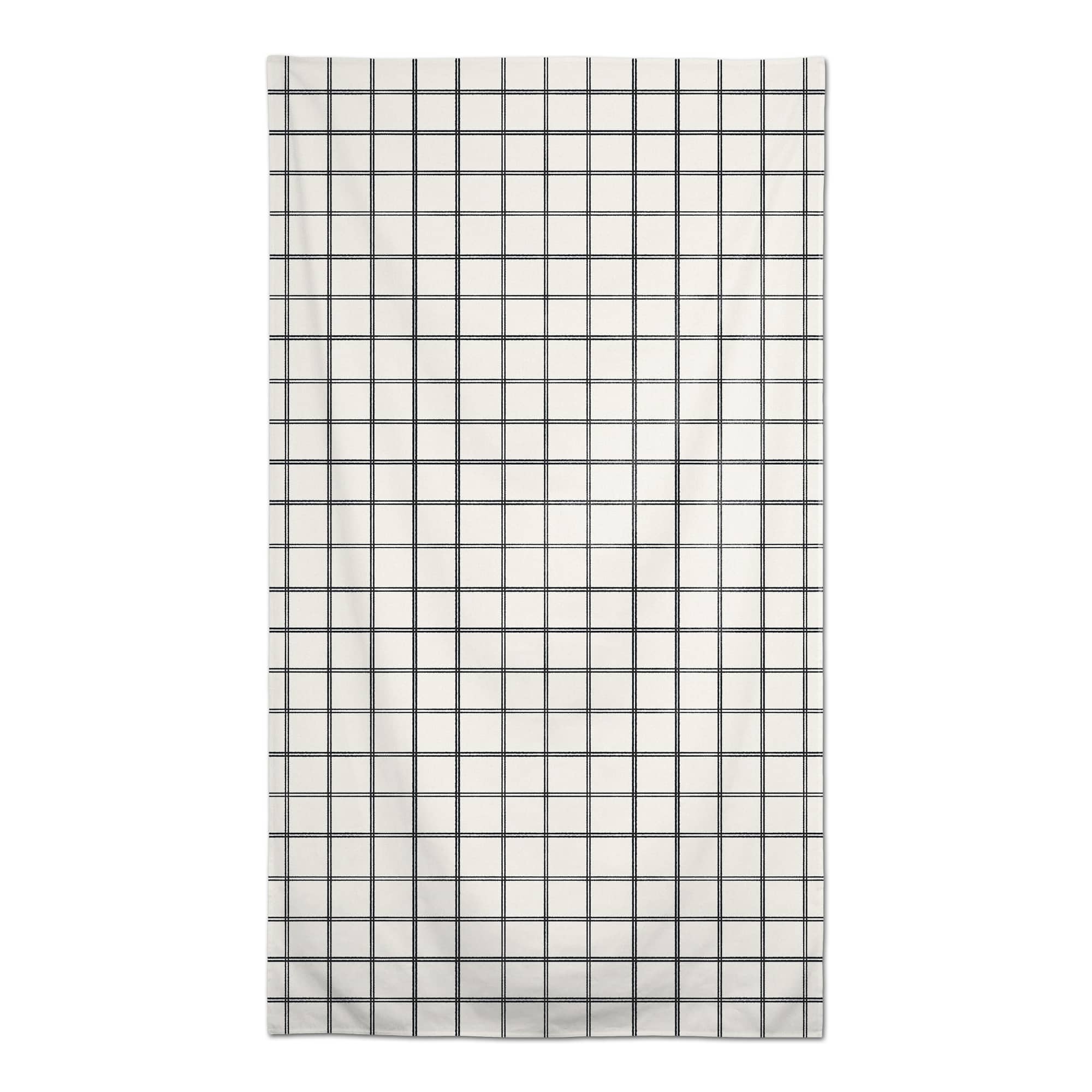 Gray On Cream Grid 58x102 Tablecloth
