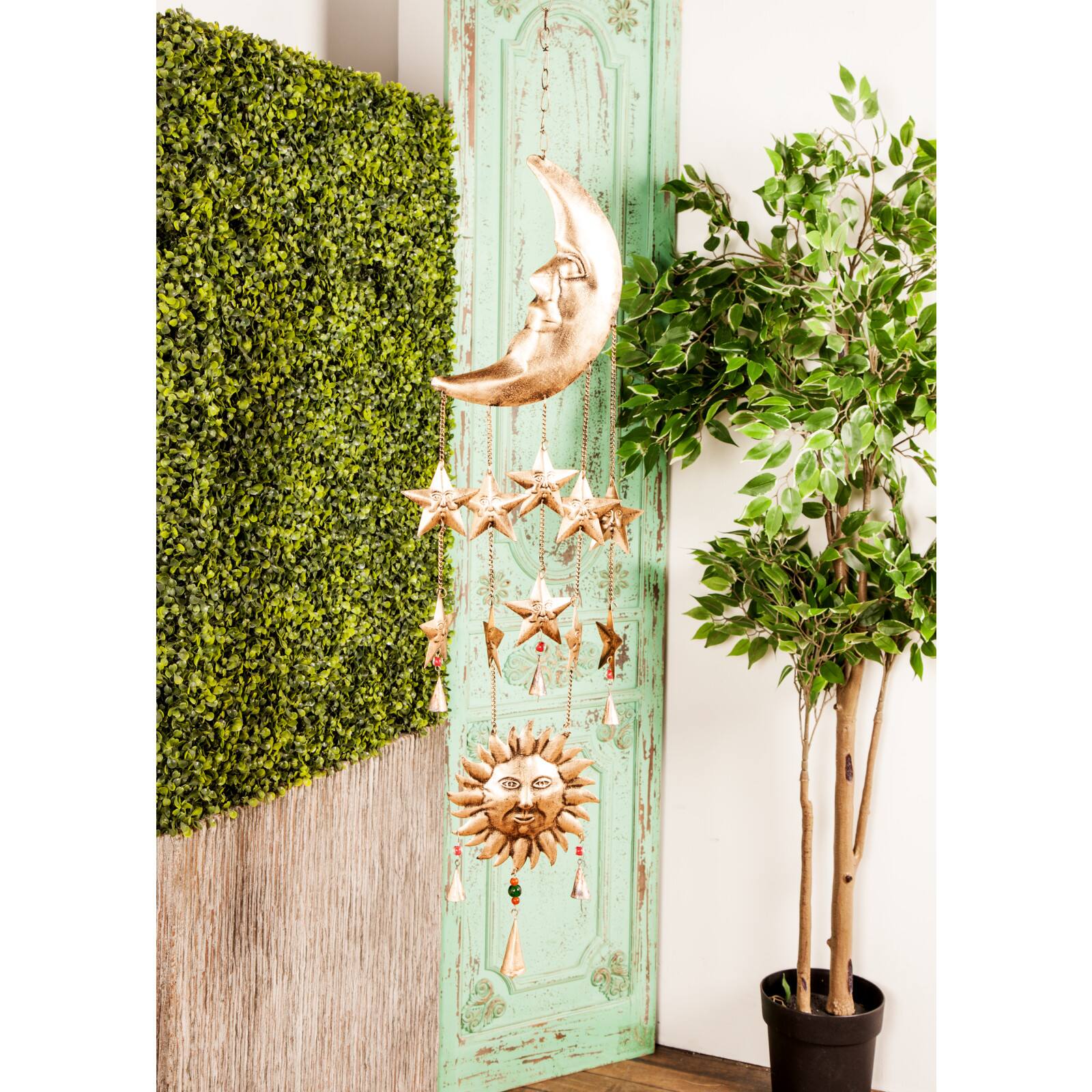 Gold Metal Eclectic Windchime, 9" x 1" x 39"