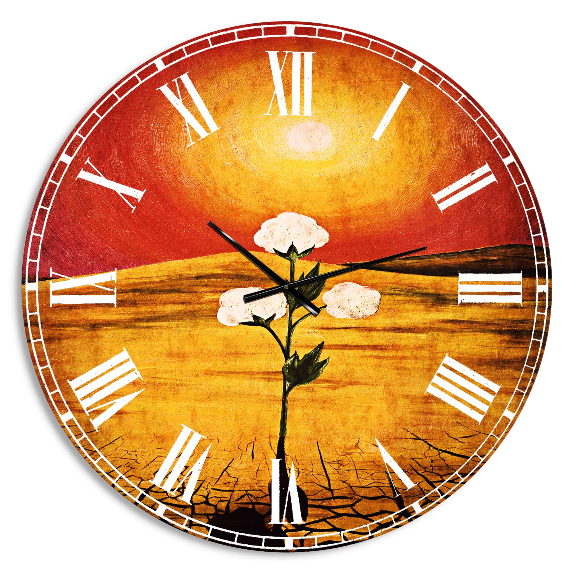 Designart 'Bright Sun In Flower Traditional Wall Clock