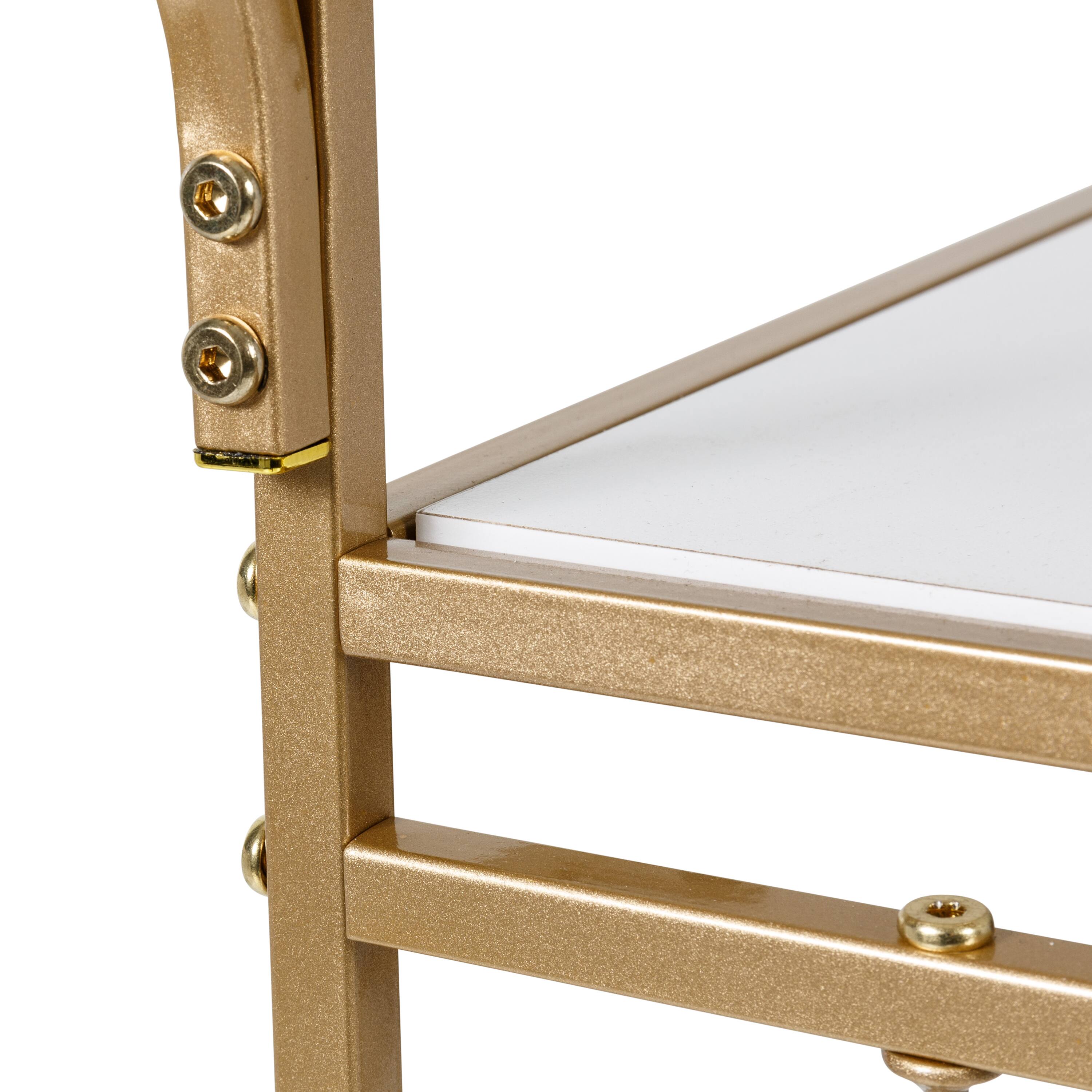 Honey Can Do 3-Tier Gold &#x26; White Rolling Bar &#x26; Serving Cart with Handles