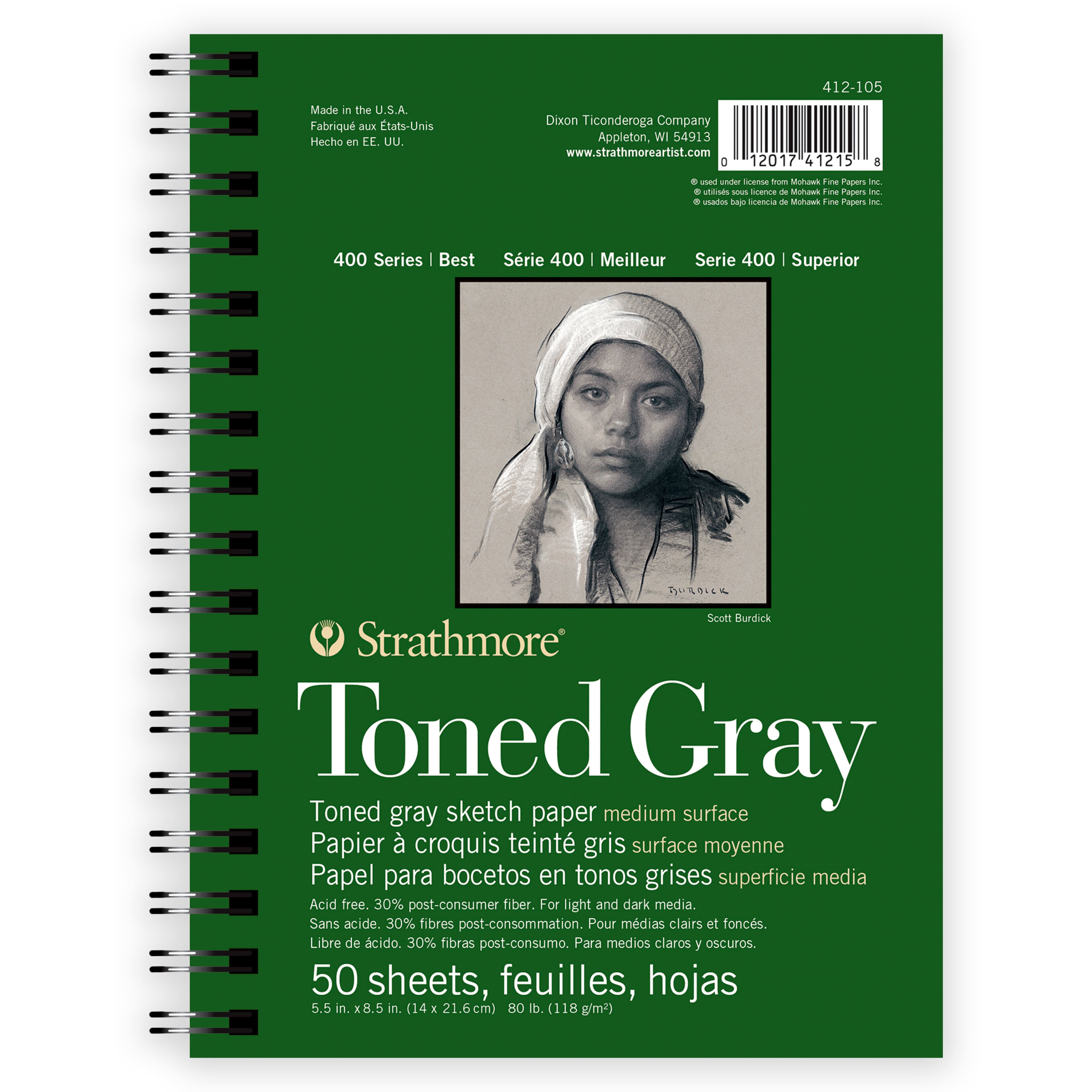 Strathmore® 400 Series Recycled Toned Gray Sketch Paper Pad