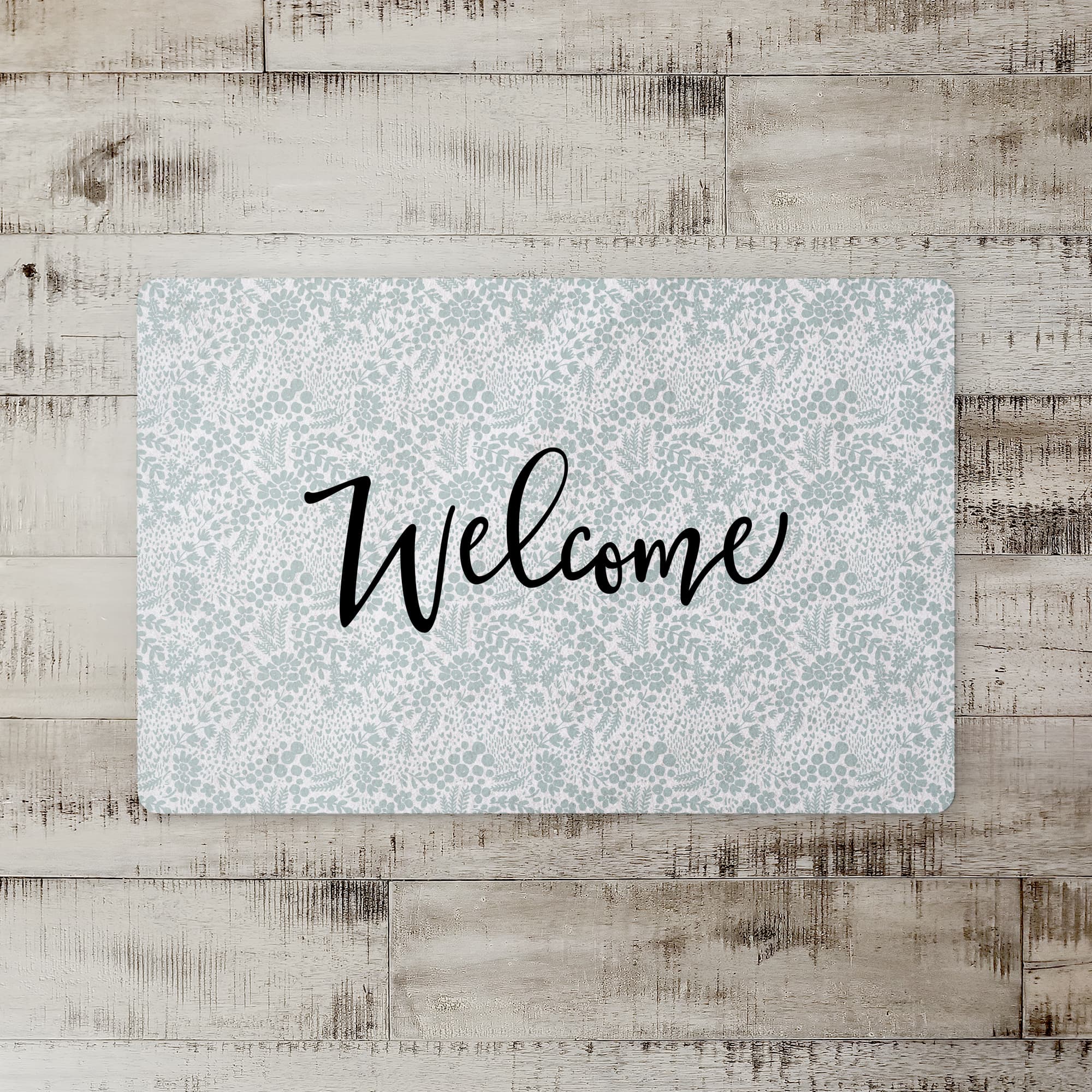 Welcome Dainty Floral Floor Mat
