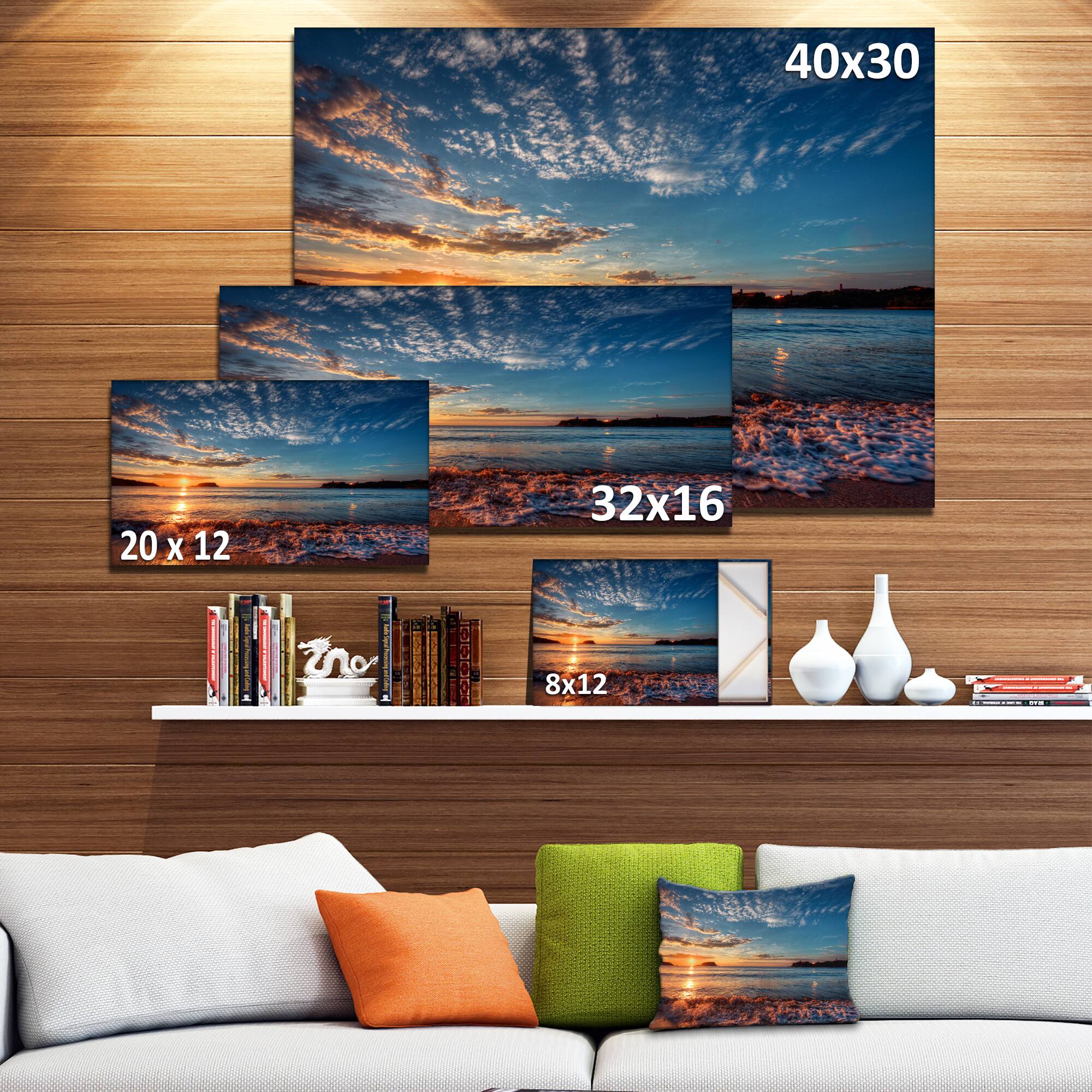 Designart - Tranquil Beach and Whimsical Clouds - Seashore Photo Canvas Art Print