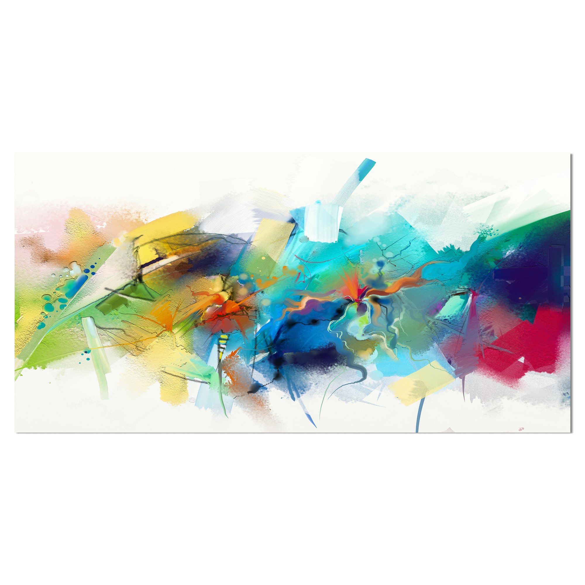 Designart - Brush Stroke Colorful Oil Painting - Contemporary Painting Print on Wrapped Canvas