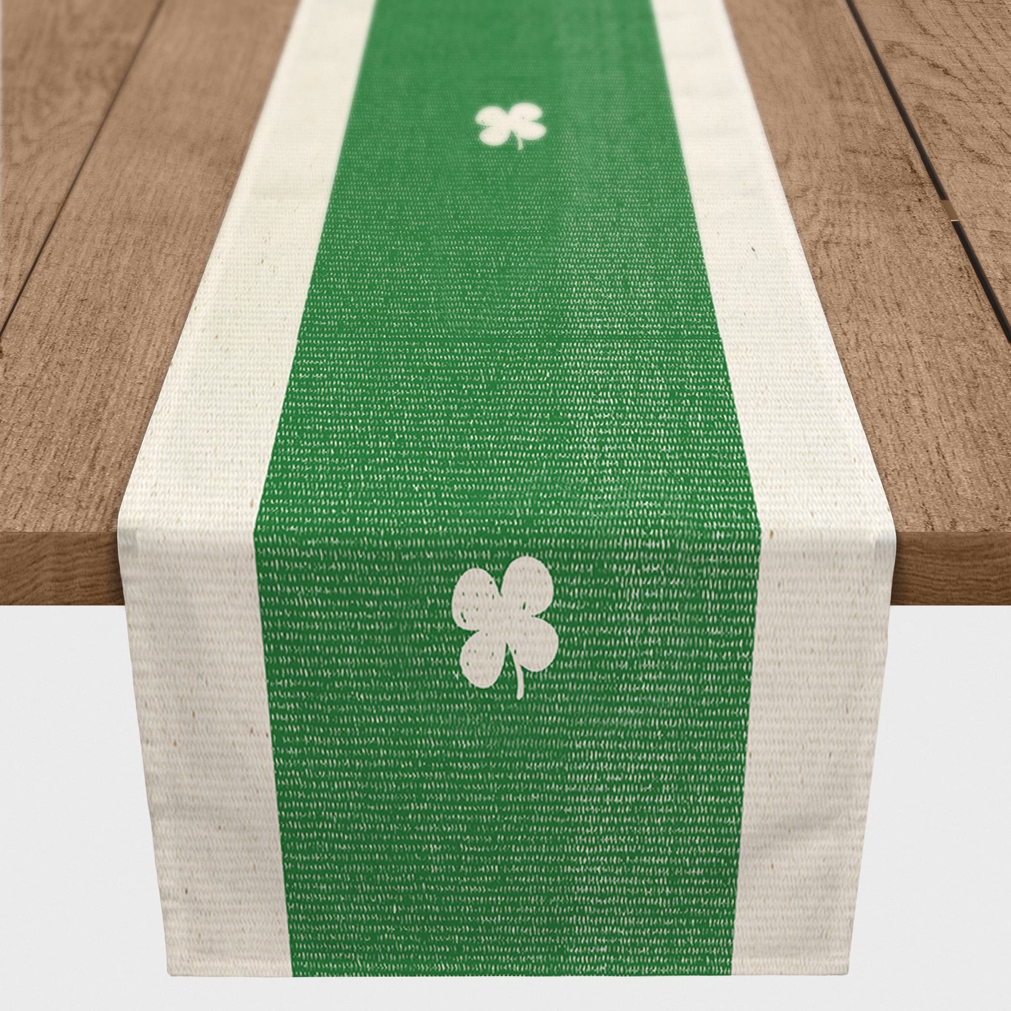 Clover Green Stripes Long 16" x 90" Cotton Twill Runner