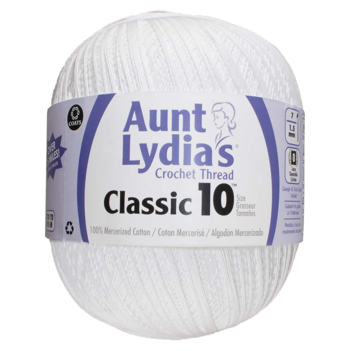 6 Pack: Aunt Lydia&#x27;s&#xAE; Classic White Crochet Thread&#x2122;