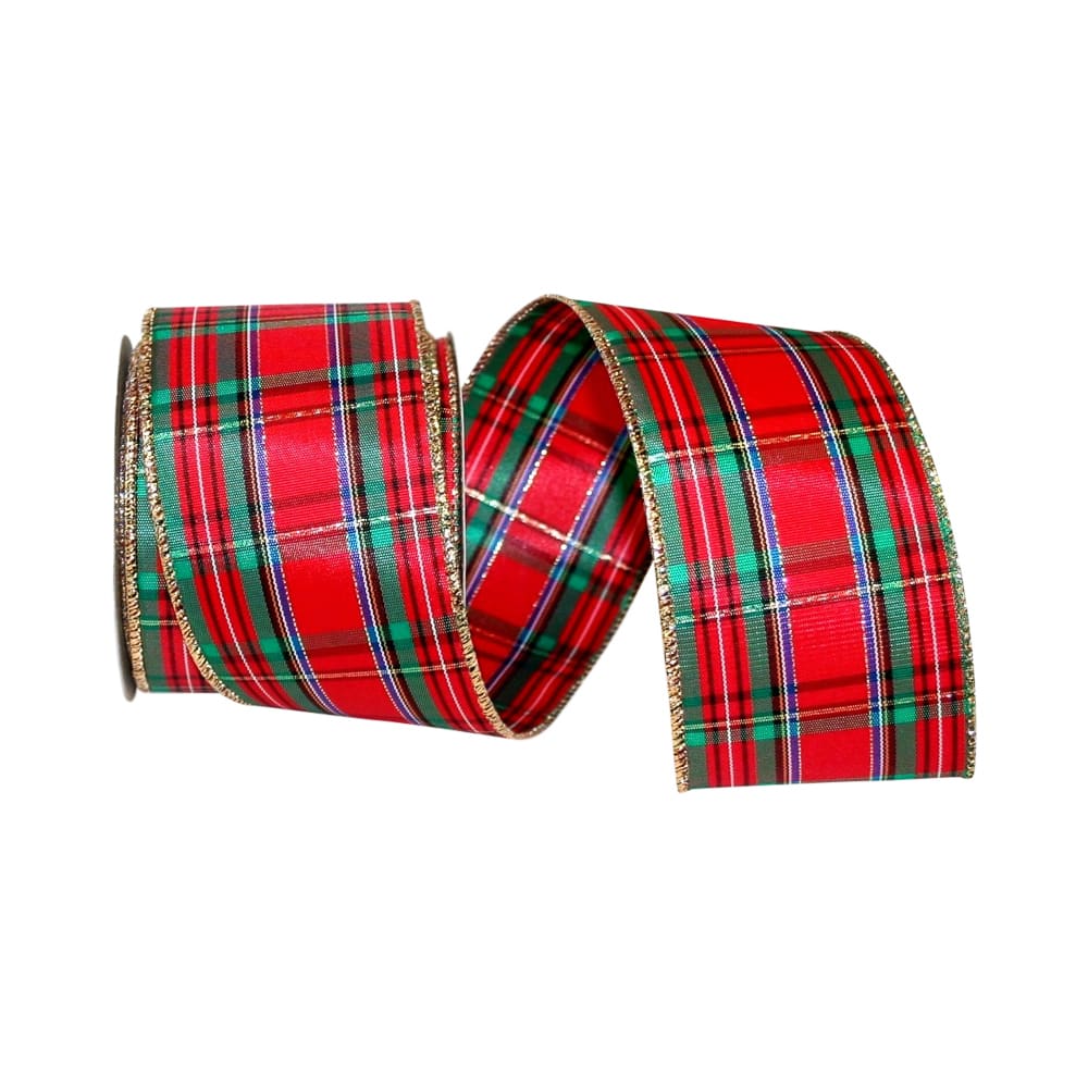 JAM Paper 2.5&#x22; x 10yd. Wired Edge Regalia Plaid Ribbon