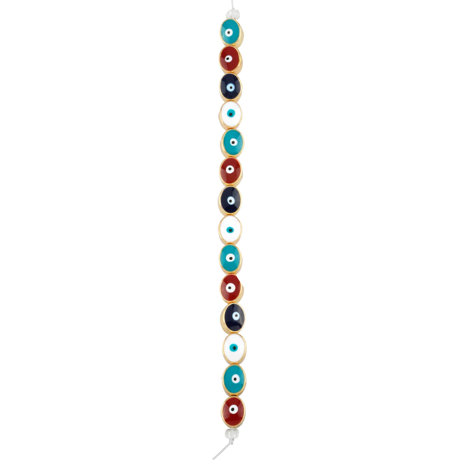 Multicolor &#x26; Gold Evil Eye Oval Beads, 9mm by Bead Landing&#x2122;