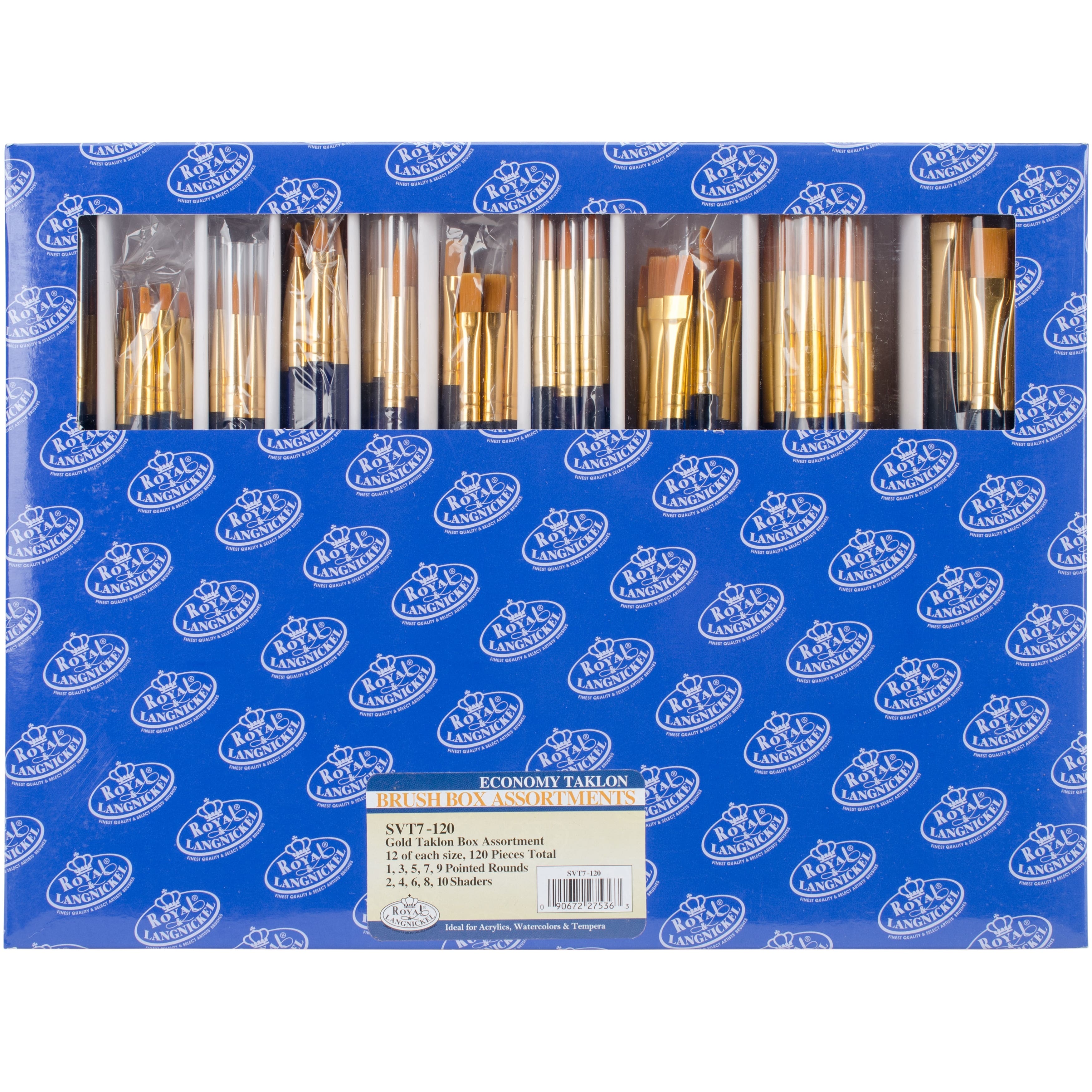 Royal Langnickel Gold Taklon Boxed Multicolored Brush Set, 120ct.