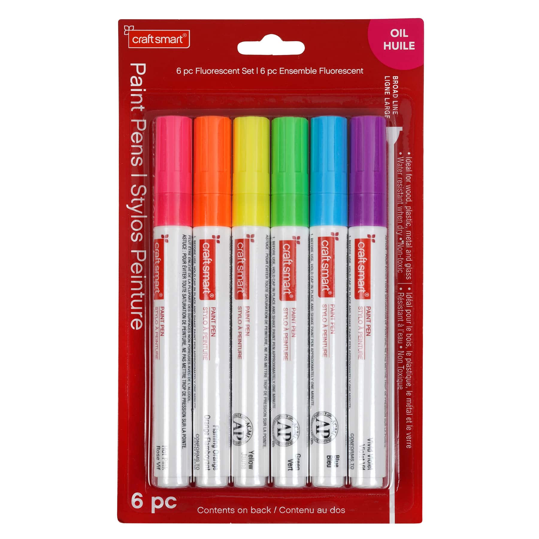 12 Packs: 6 ct. (72 total) Fluorescent Broad Line Paint Pen Set by Craft Smart®