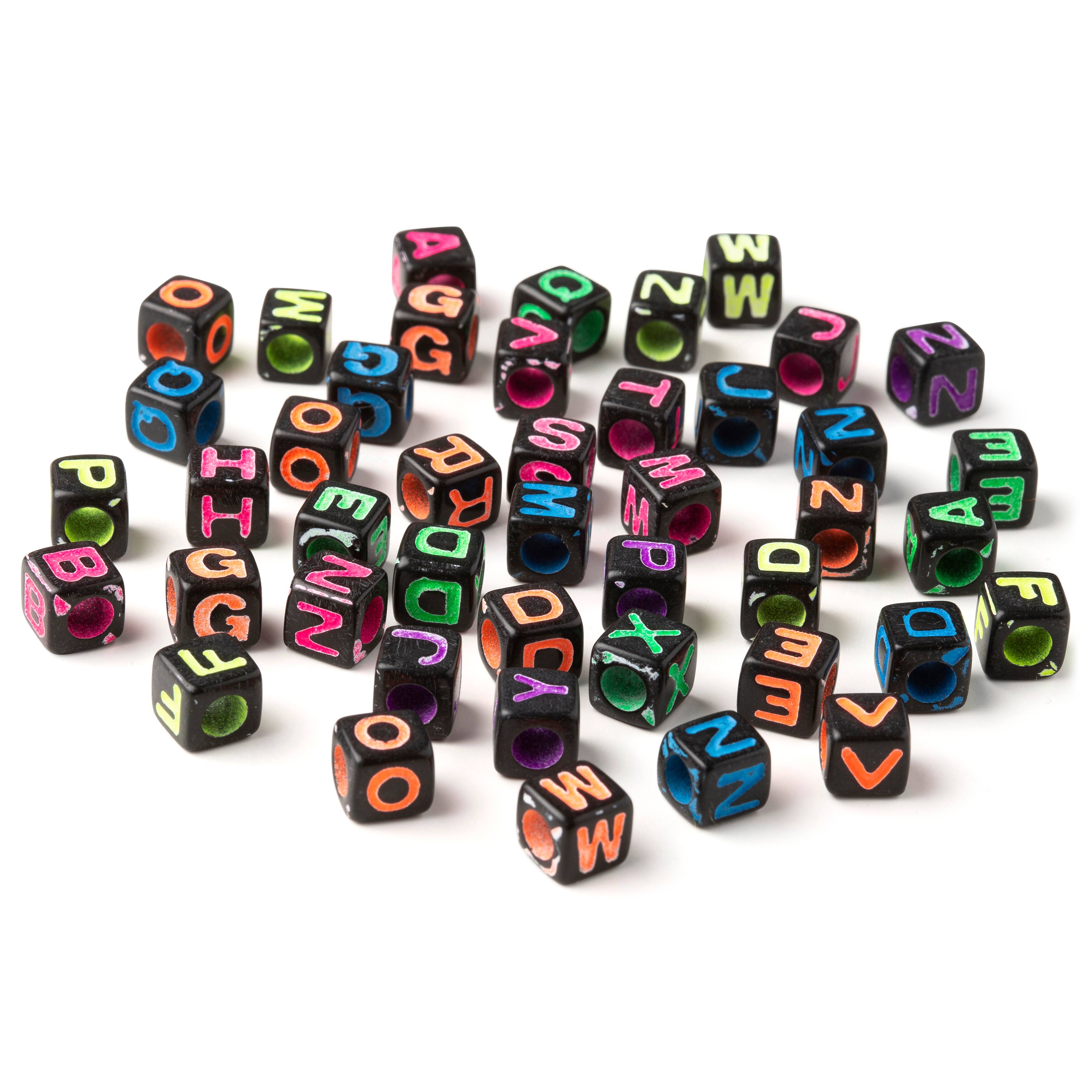 12 Packs: 340 ct. (4,080 total) Neon &#x26; Black Alphabet Square Beads by Creatology&#x2122;