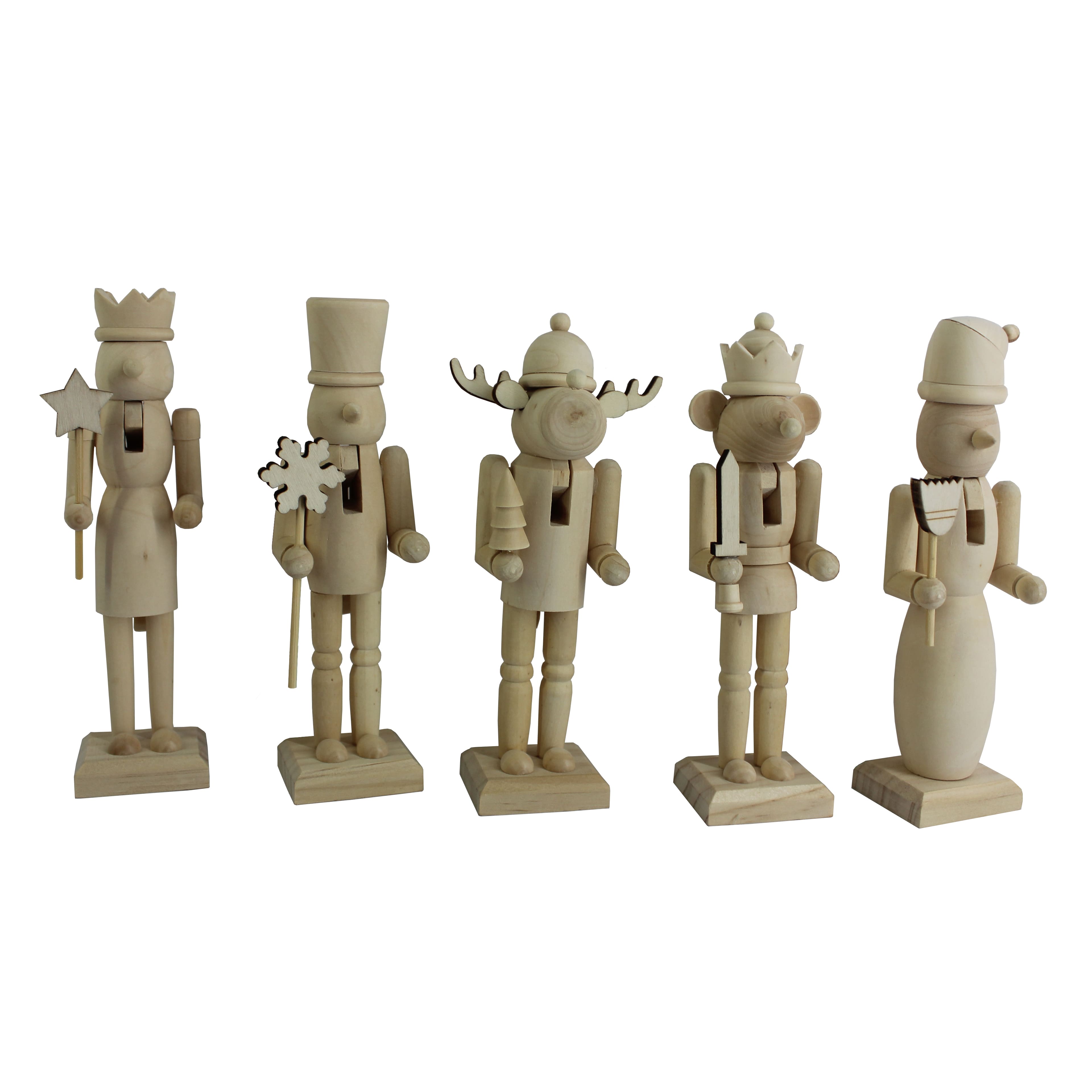 6&#x22; Whimsical 5 Piece DIY Pinewood Nutcracker Set by Make Market&#xAE;