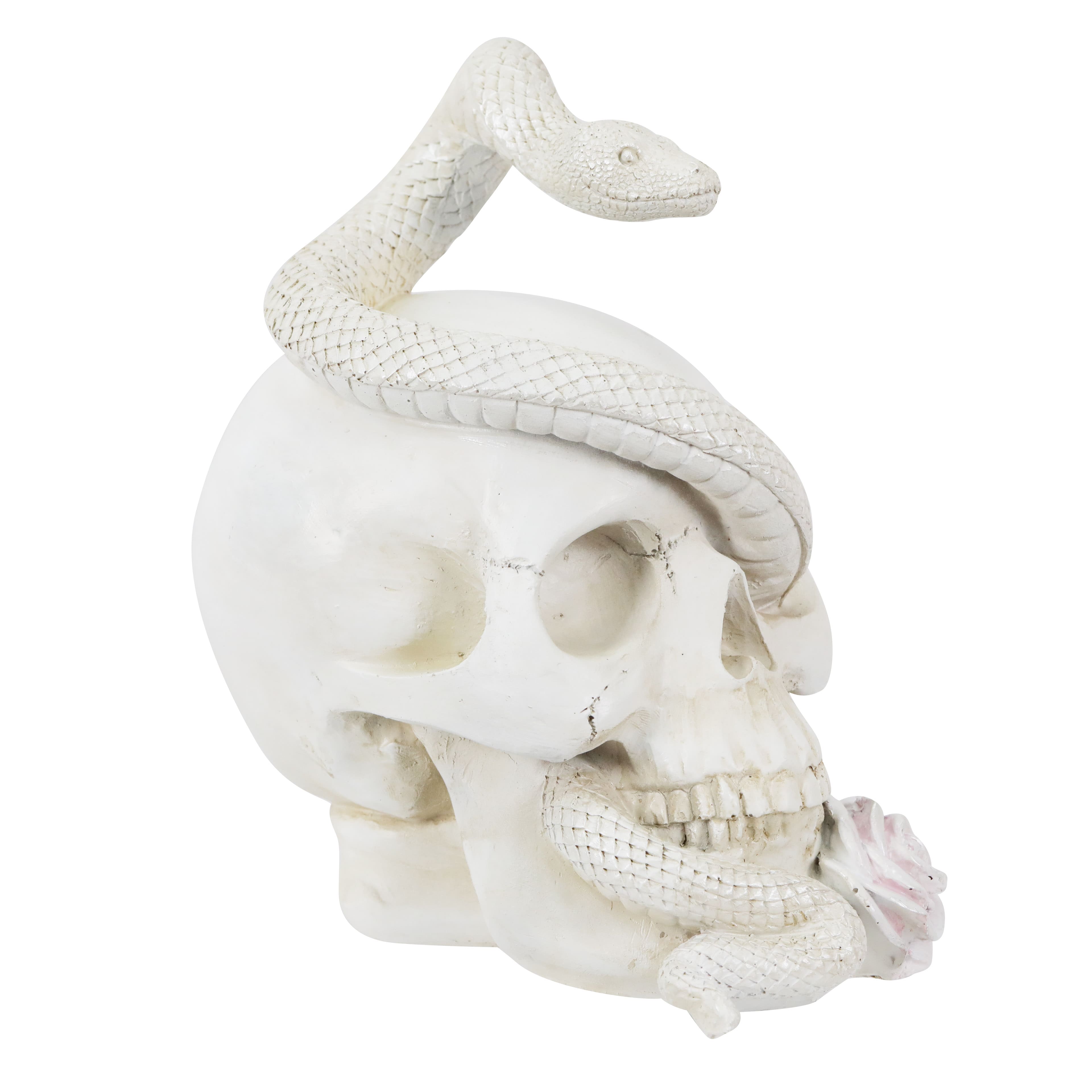 8&#x22; Skull with Snake &#x26; Flower Tabletop D&#xE9;cor by Ashland&#xAE;