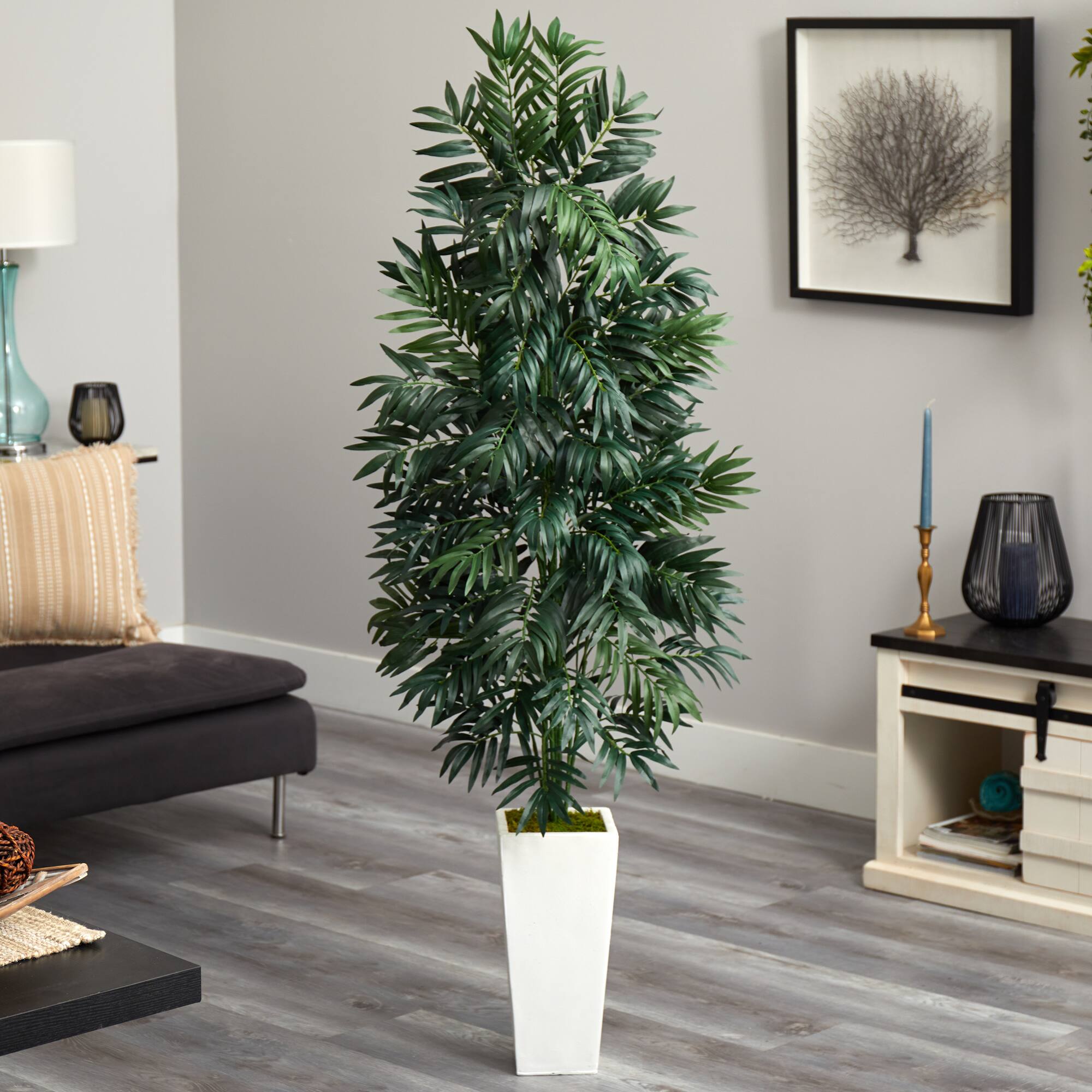 5ft. Bamboo Tree in White Planter