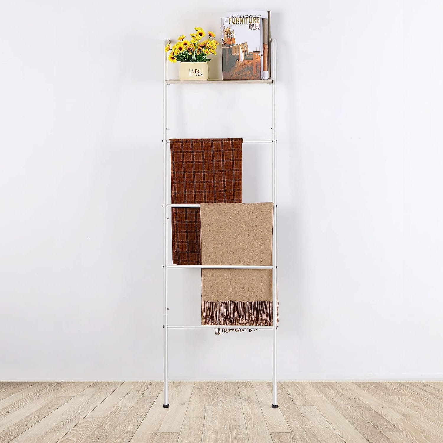 NEX&#x2122; 5-Tier White Ladder Towel &#x26; Blanket Holder Rack