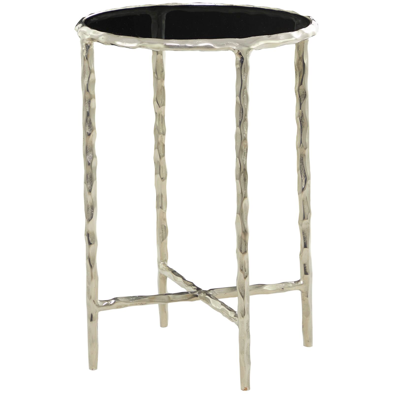 22&#x22; Aluminum Accent Table with Shaded Glass Top