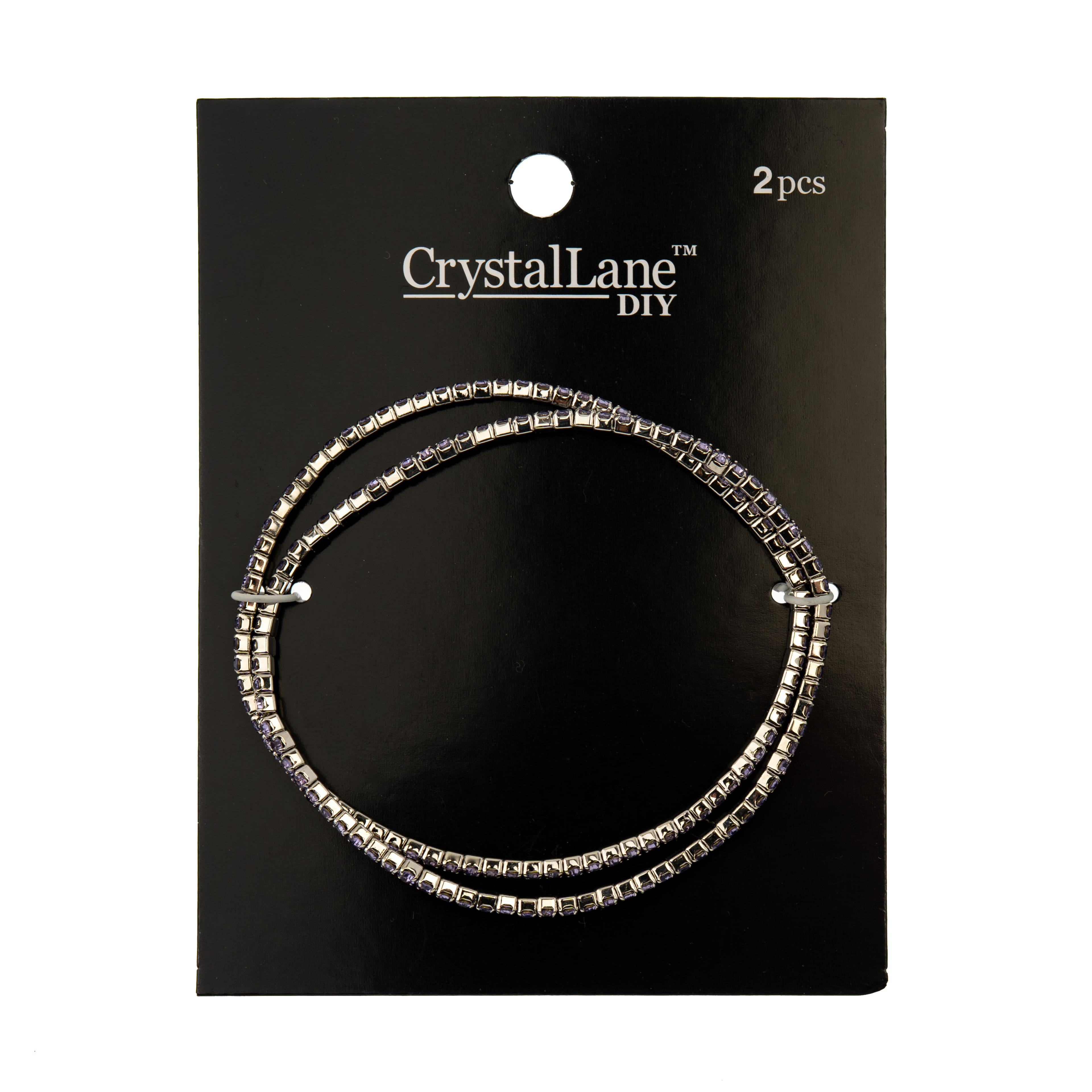 Crystal Lane DIY Silver & Violet Rhinestones Bracelets, 2ct.
