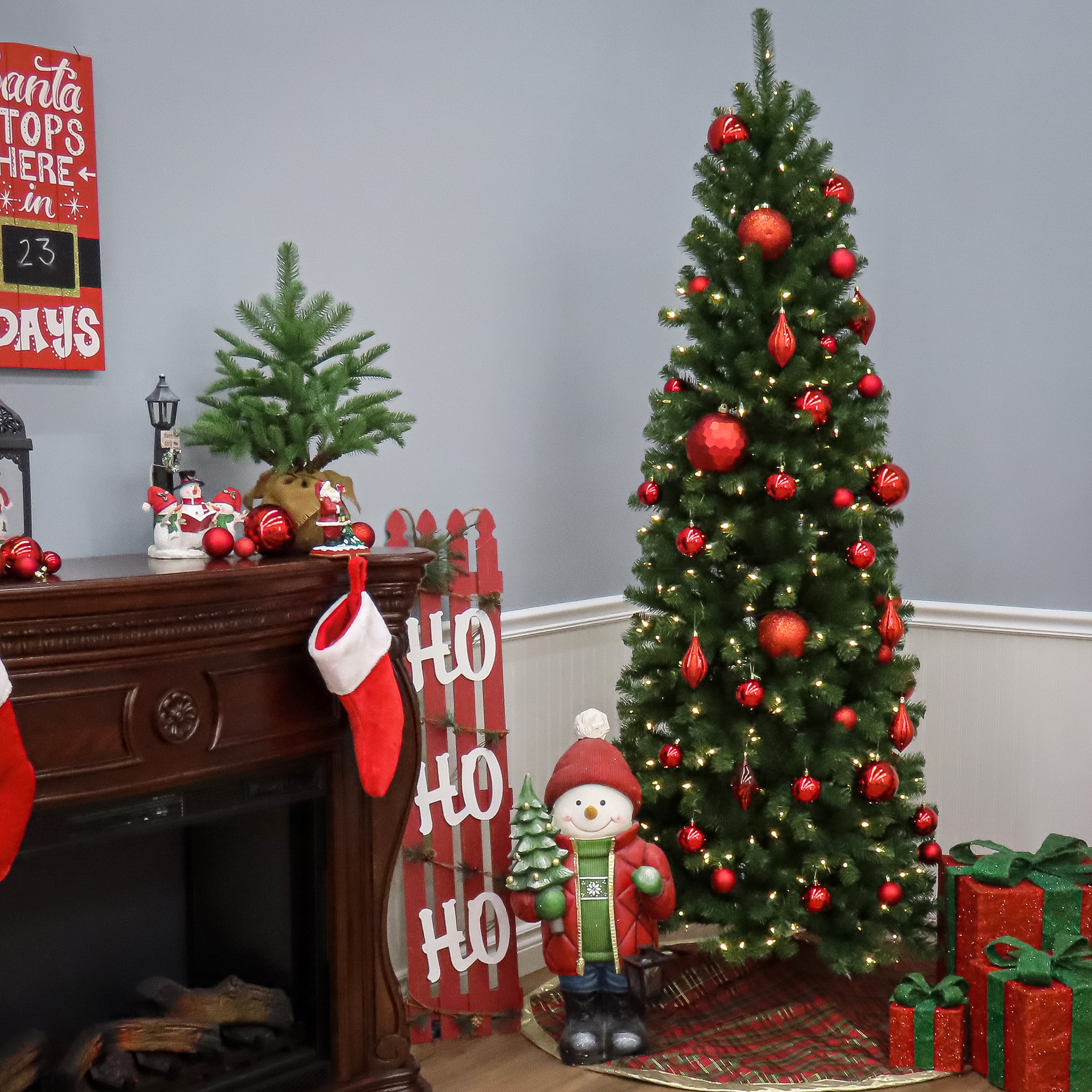 6.5ft. Unlit North Valley&#x2122; Spruce Pencil Slim Artificial Christmas Tree
