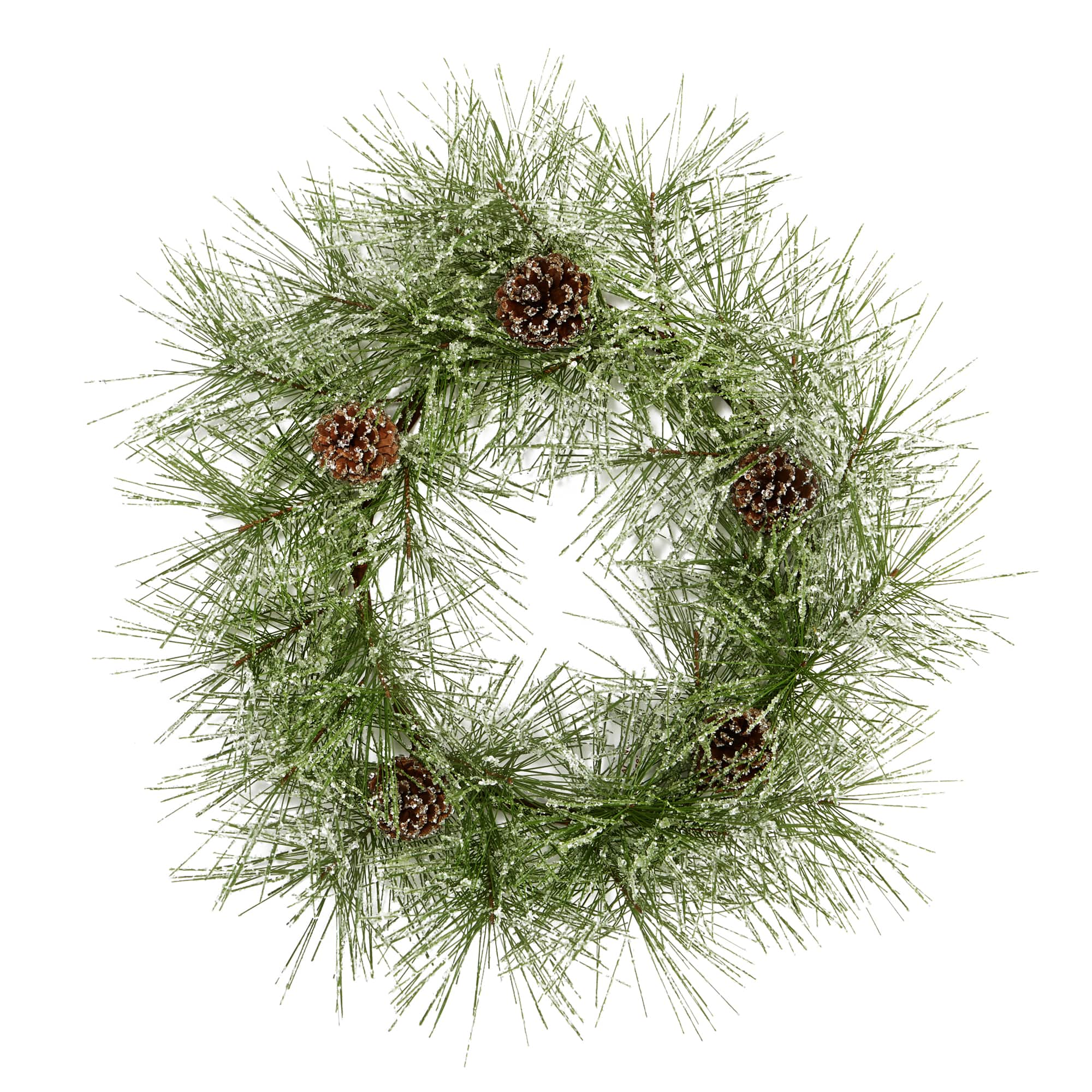 24&#x22; Iced Pine Wreath with Pinecones