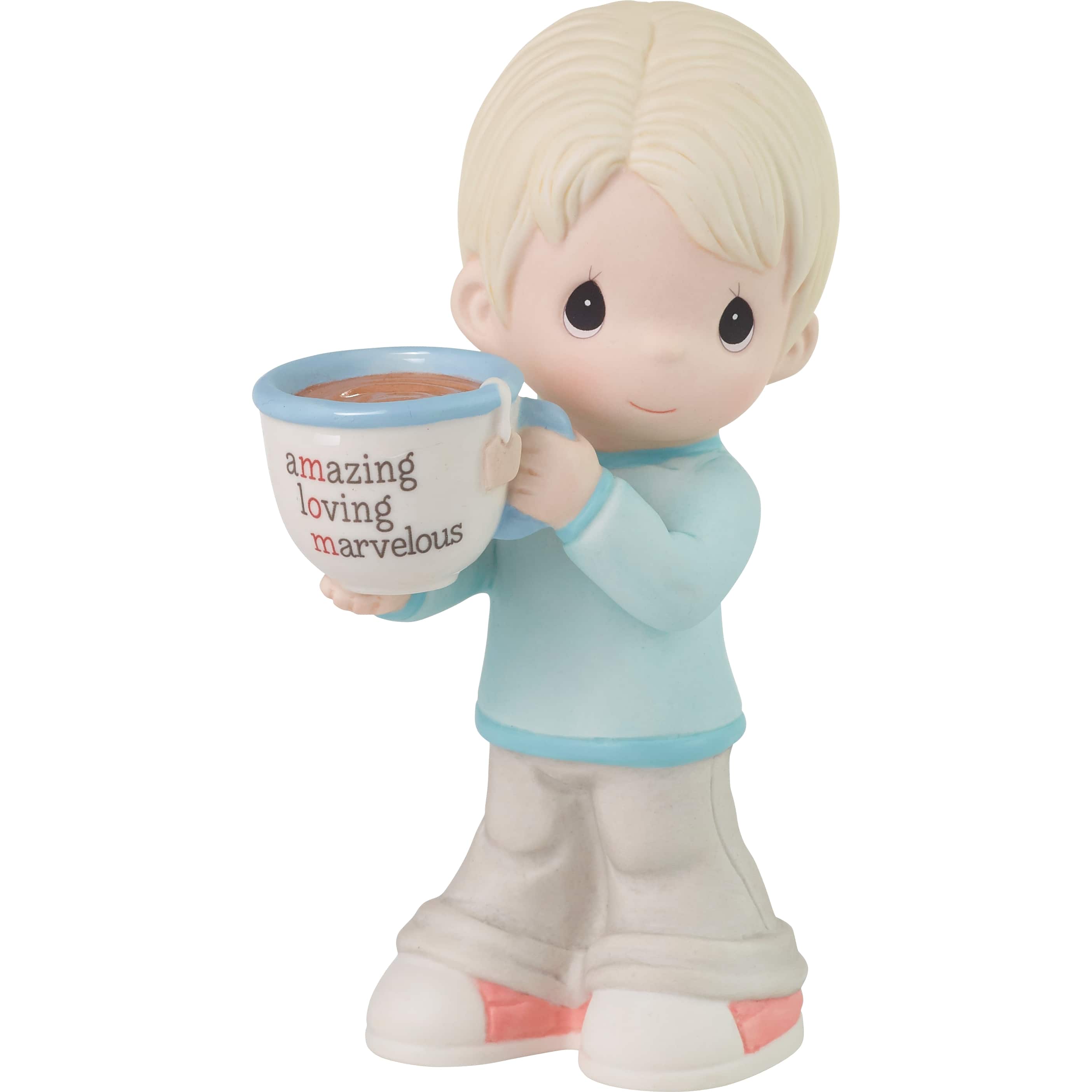 Precious Moments 4.75&#x22; Mom, You&#x2019;re Amazing Blonde Boy Bisque Porcelain Figurine