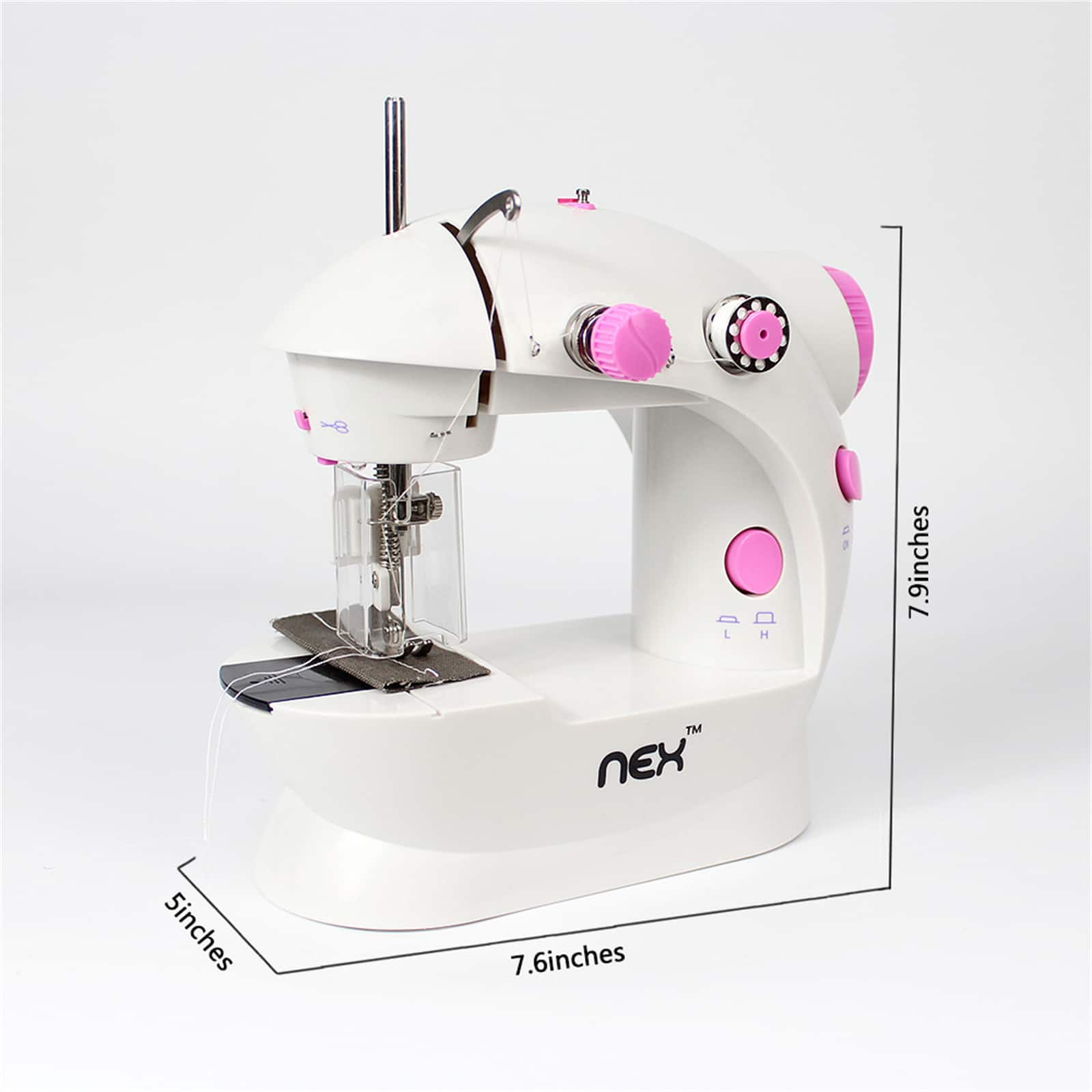 NEX&#x2122; Cute Pink Flex-Speed Double-Thread Cordless Easy Sewing Machine with Needle Protector