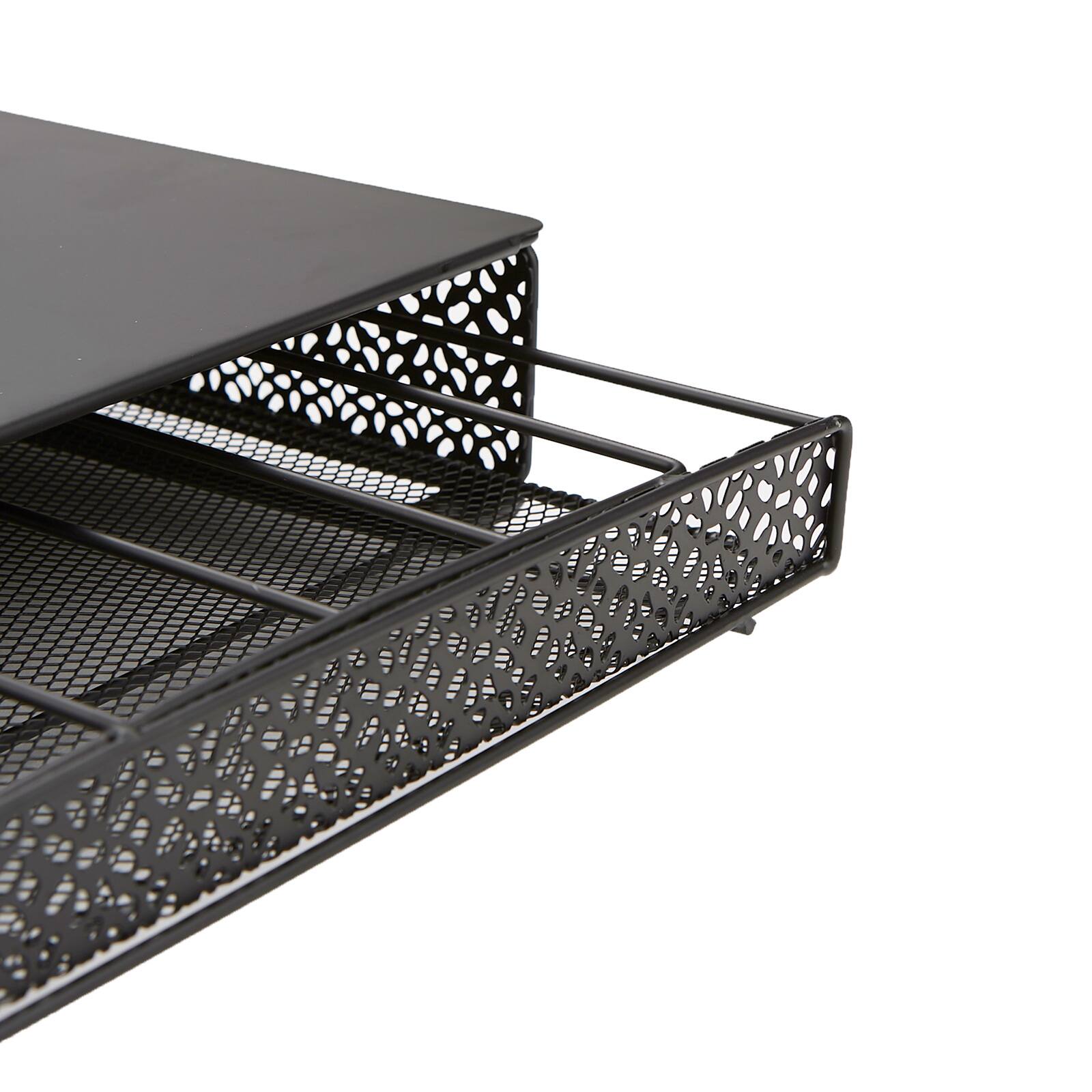 Mind Reader Flower Pattern Black 36 Capacity Single Serve Coffee Pod Metal Mesh Storage Drawer