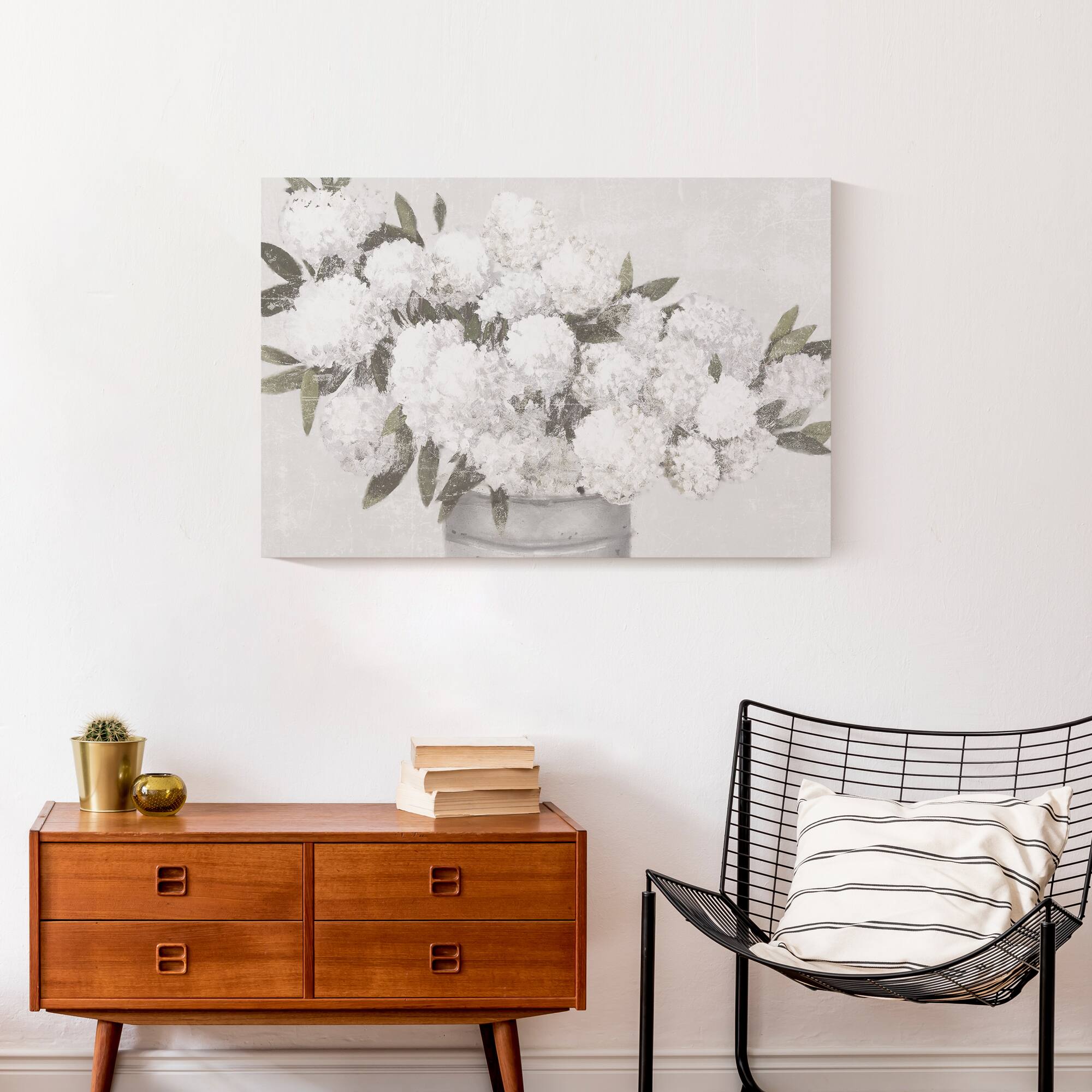 Gray Distressed Hydrangeas Canvas Wall Art