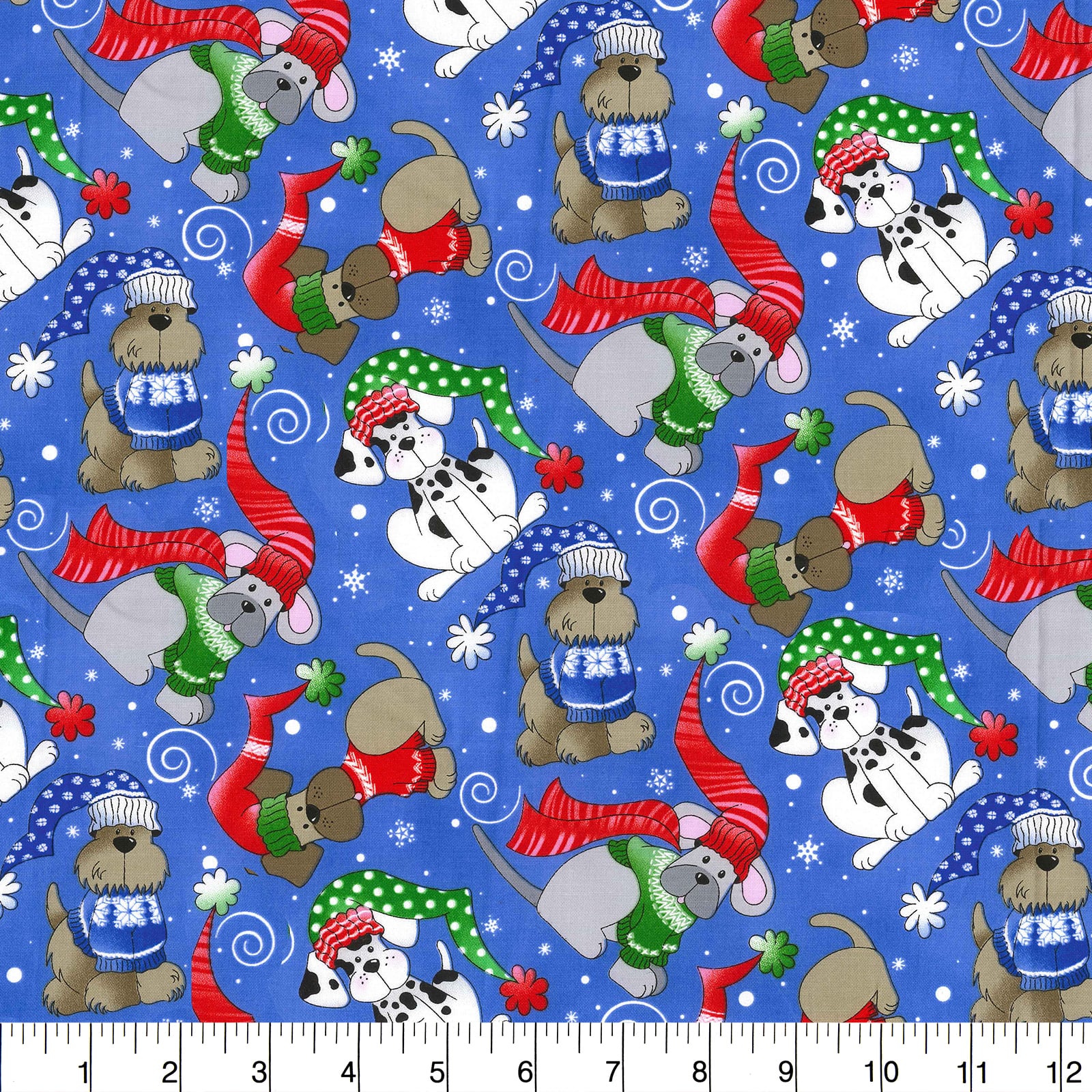 Find the Fabric Traditions Christmas Winter Dogs Blue ...