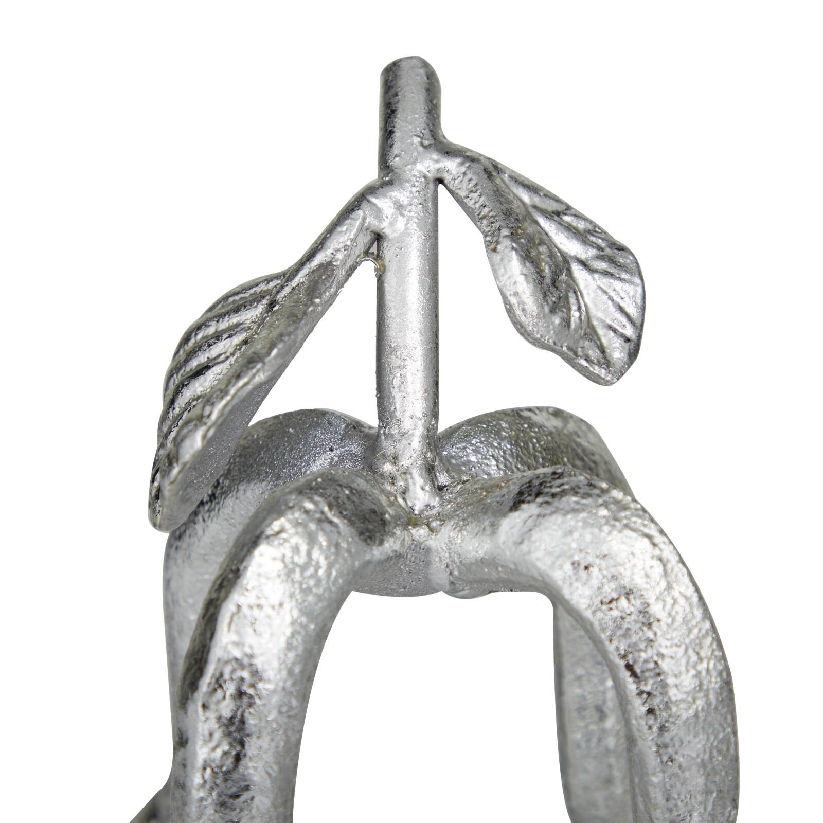 Set of 2 Silver Metal Eclectic Fruit Sculpture 8&#x22;, 7&#x22;