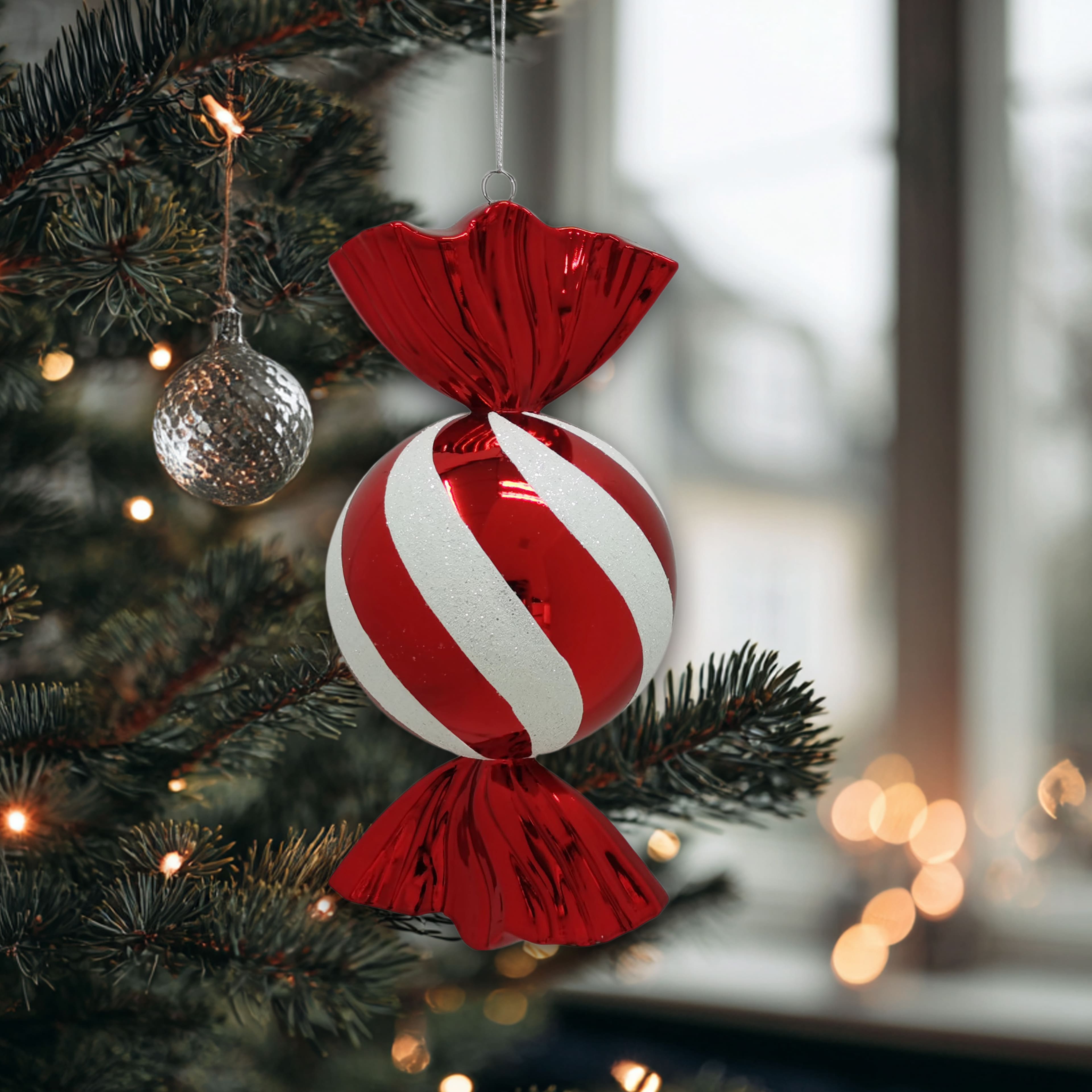 13&#x22; Red &#x26; White Glitter Jumbo Peppermint Candy Twist Ornament by Ashland&#xAE;