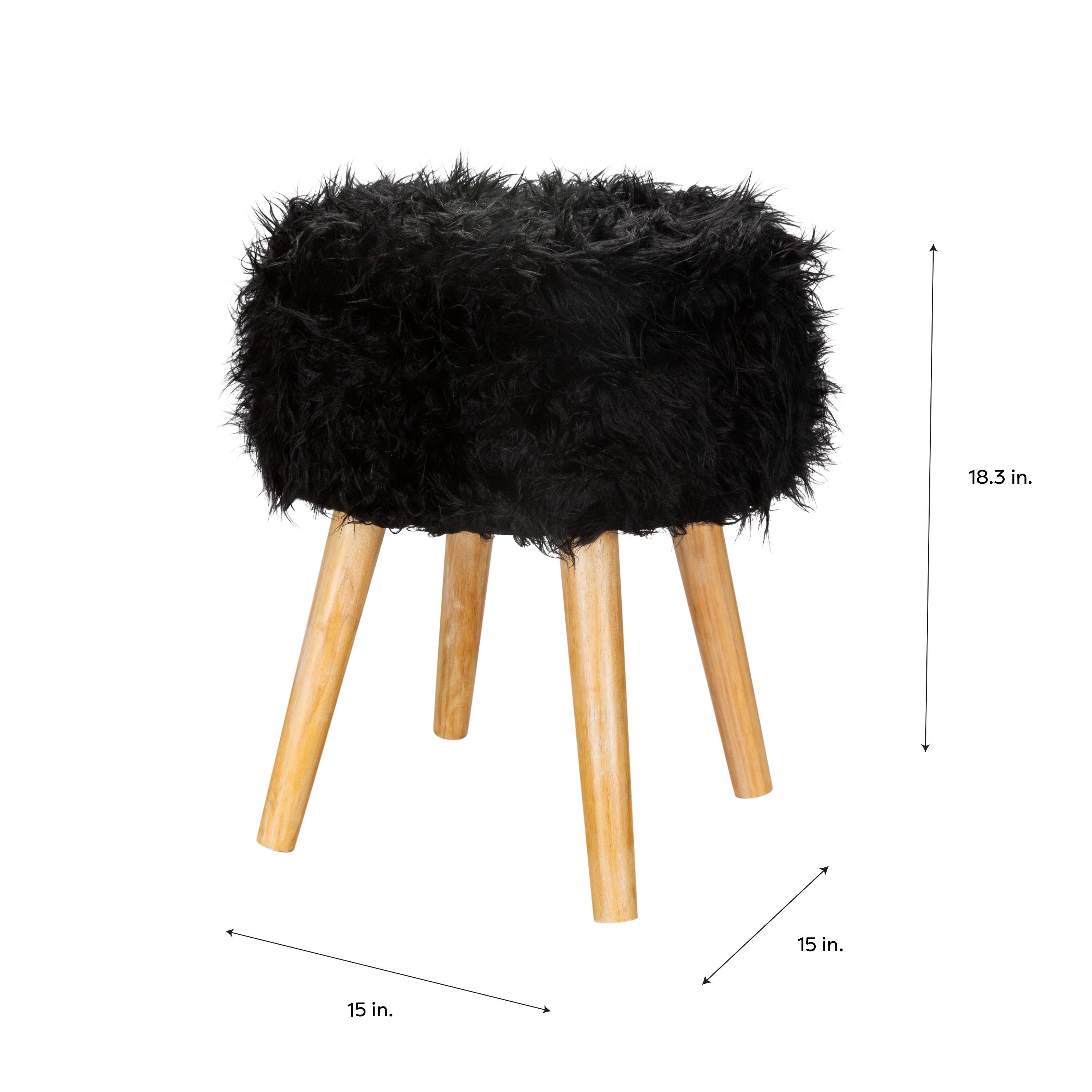 Organize It All Black Faux Fur Storage Ottoman