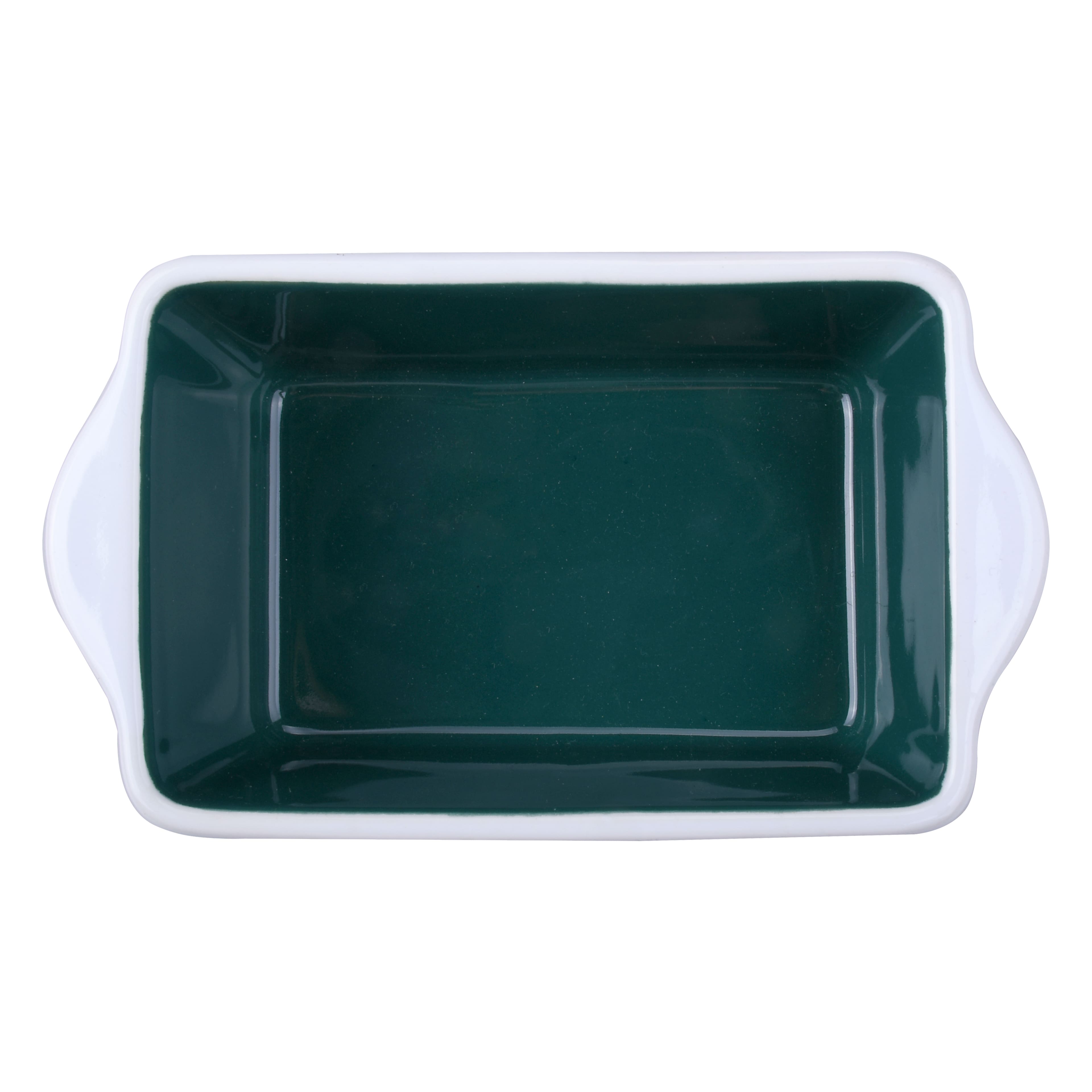 Mini White &#x26; Green Trees Ceramic Loaf Pan by Celebrate It&#xAE;