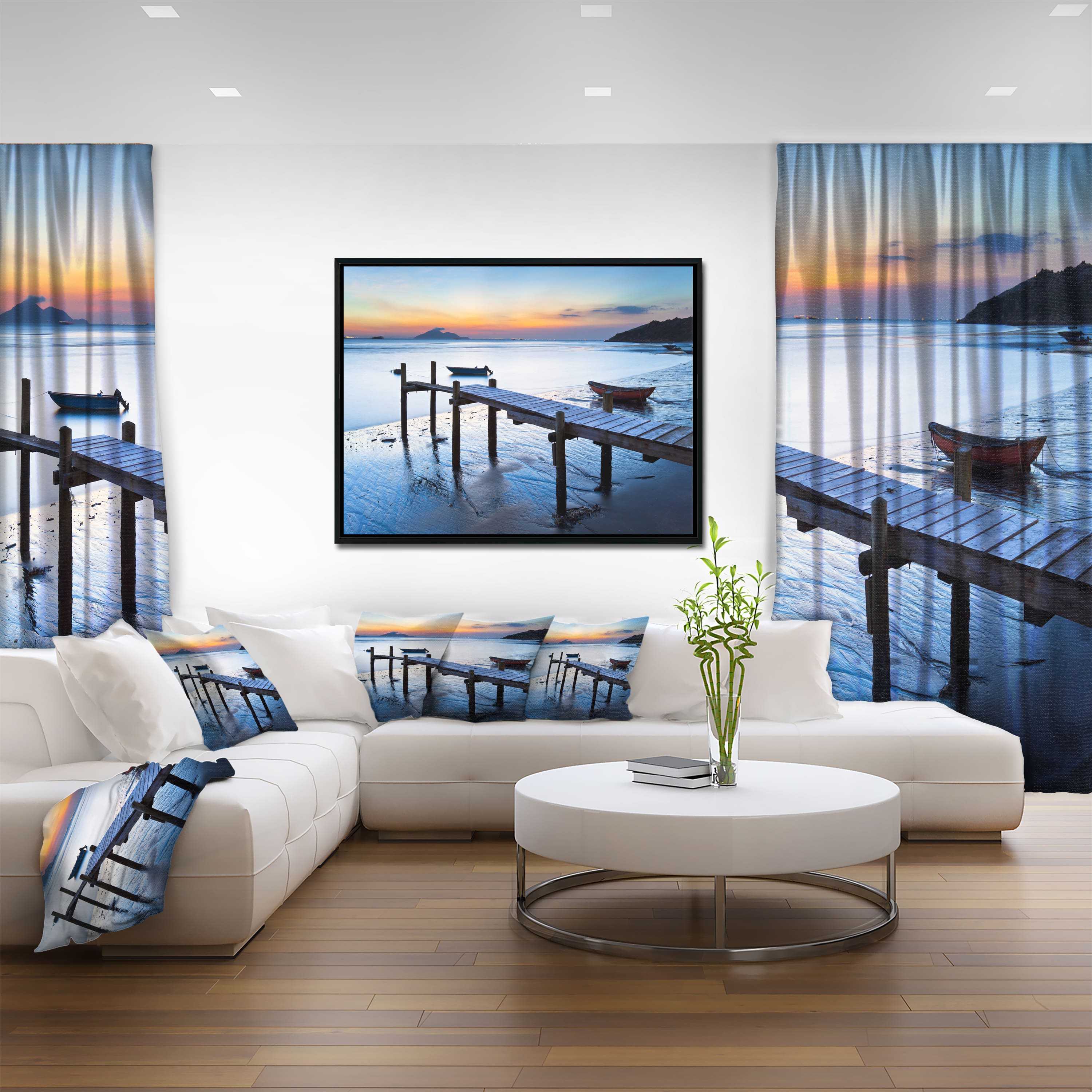 Designart - Old Wooden Pier in Bright Sea