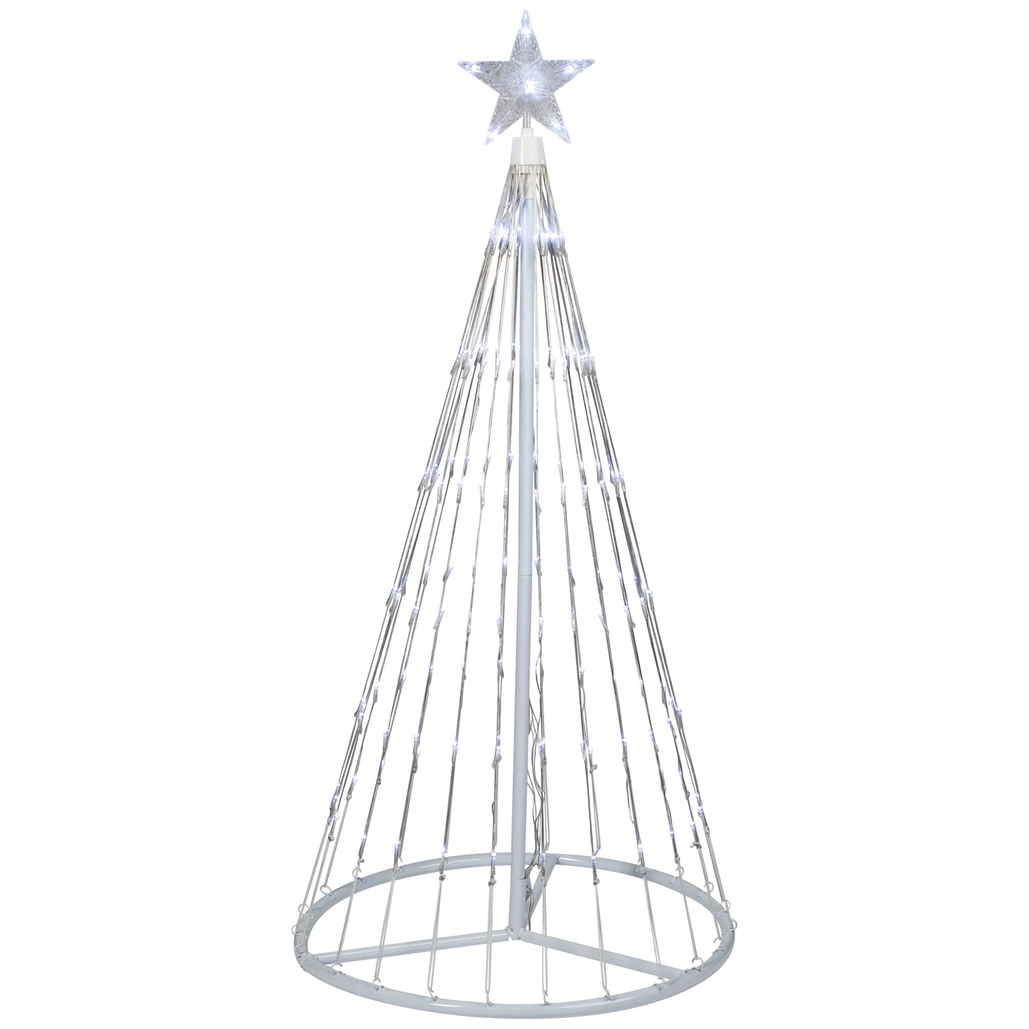 48" White LED Lighted Show Cone Outdoor Christmas Tree