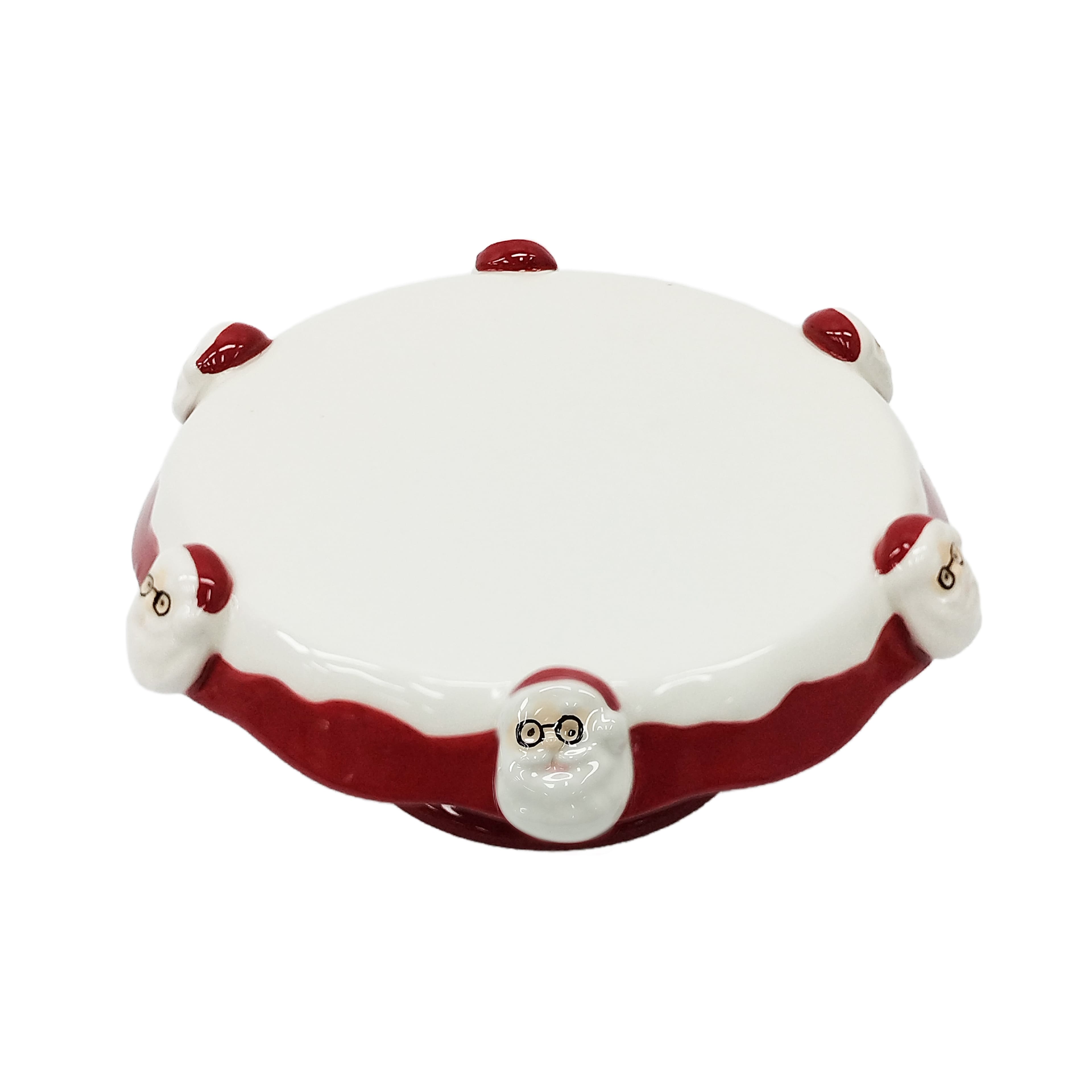 7.75&#x22; Santa with Glasses Ceramic Cake Stand by Ashland&#xAE;