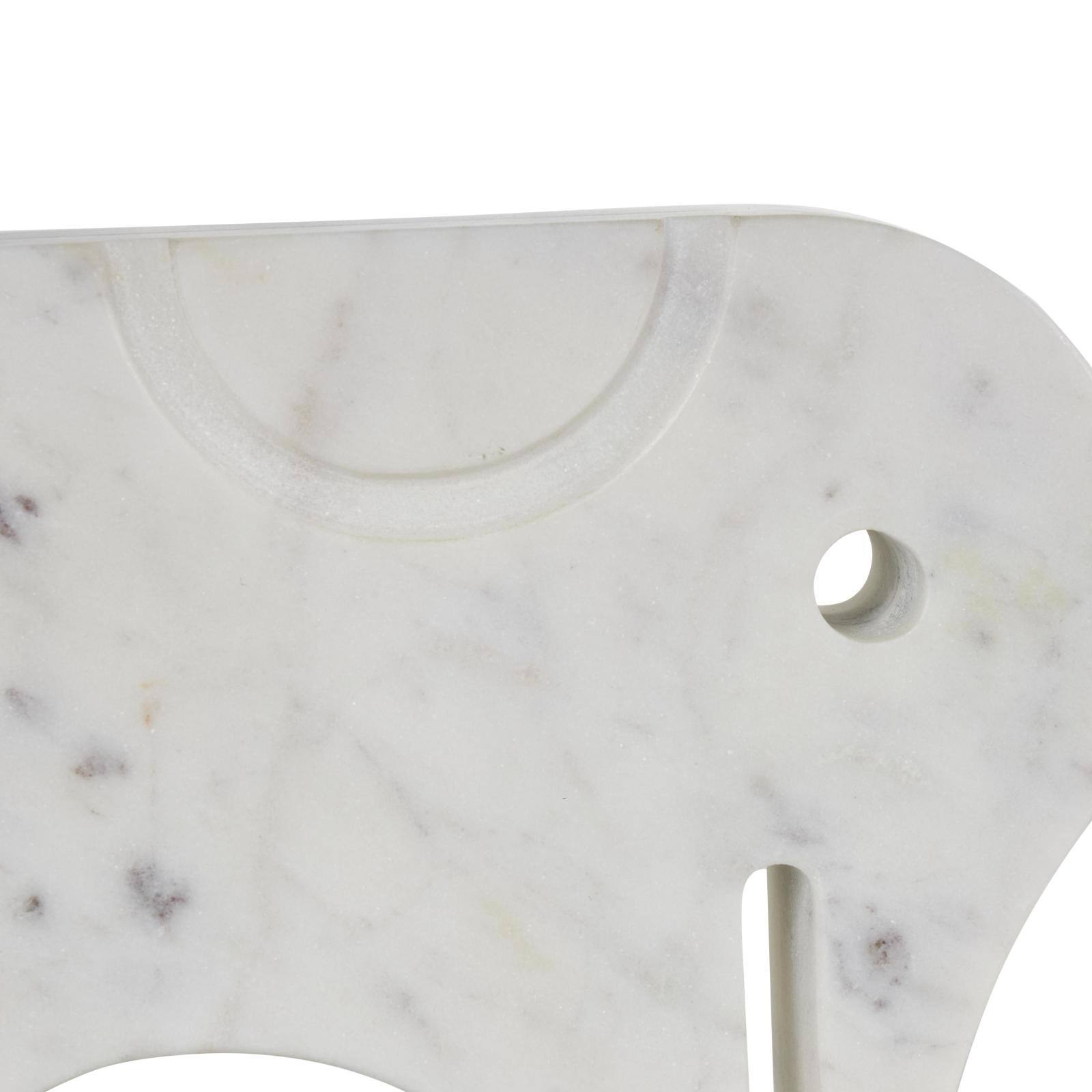 White & Gray Abstract Marble Elephant Sculpture Set