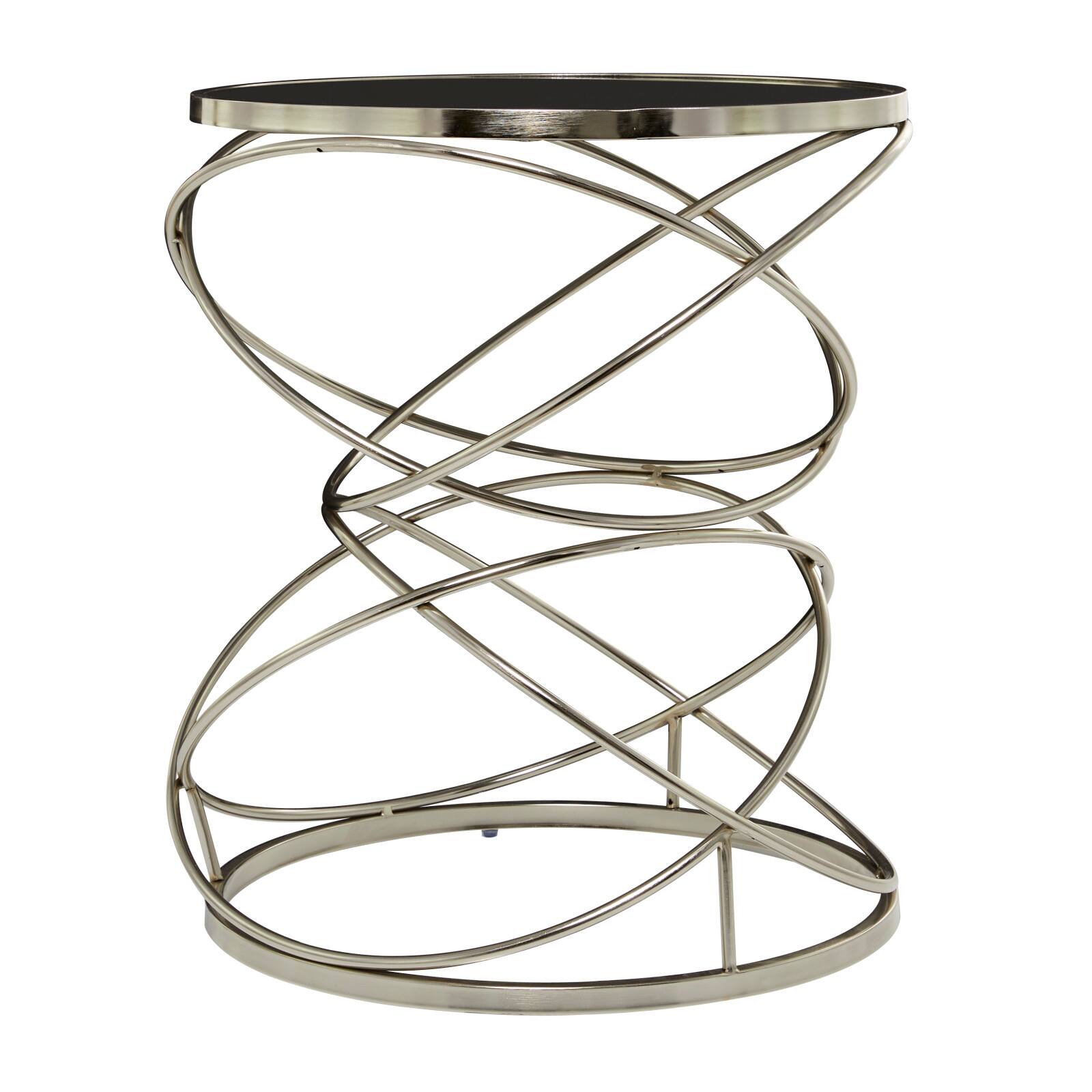 24" Open Ring Accent Table with Black Marble Top