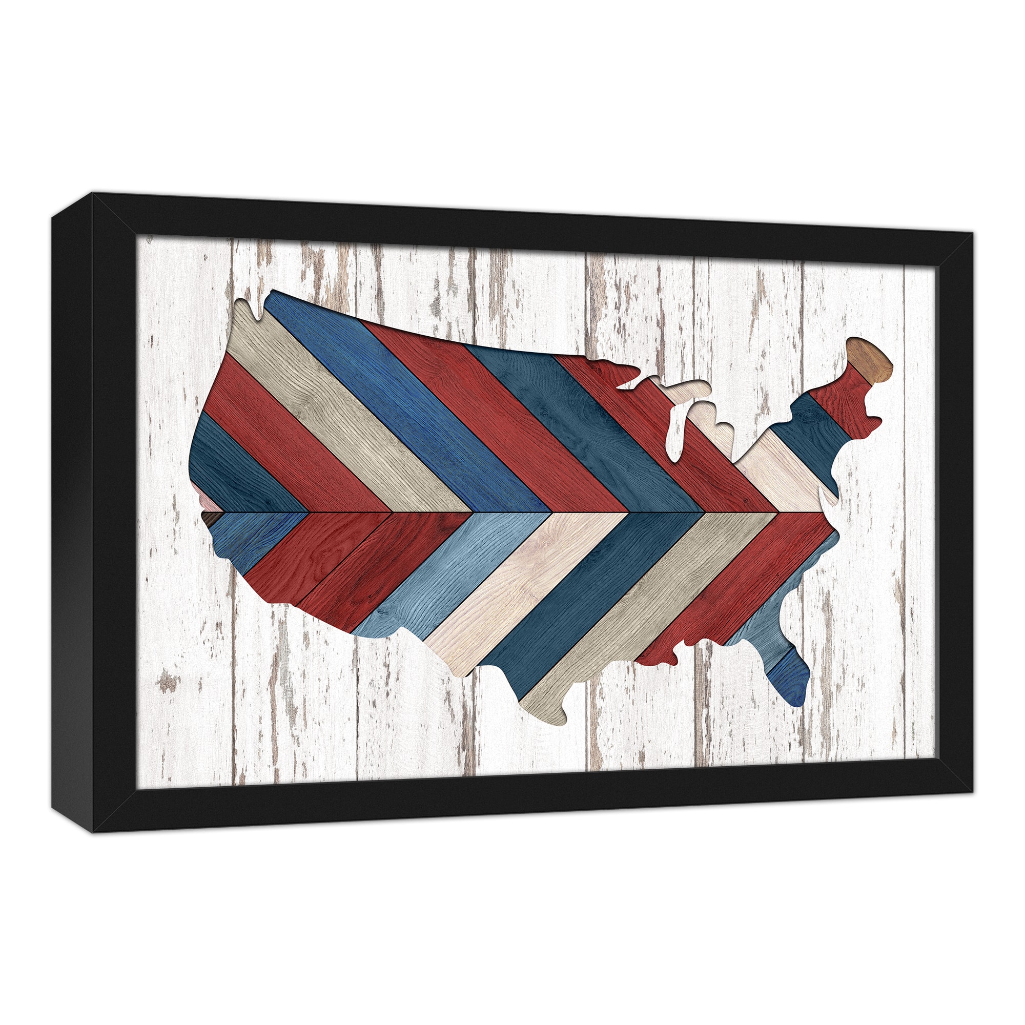 Herringbone Americana USA Black Framed Canvas