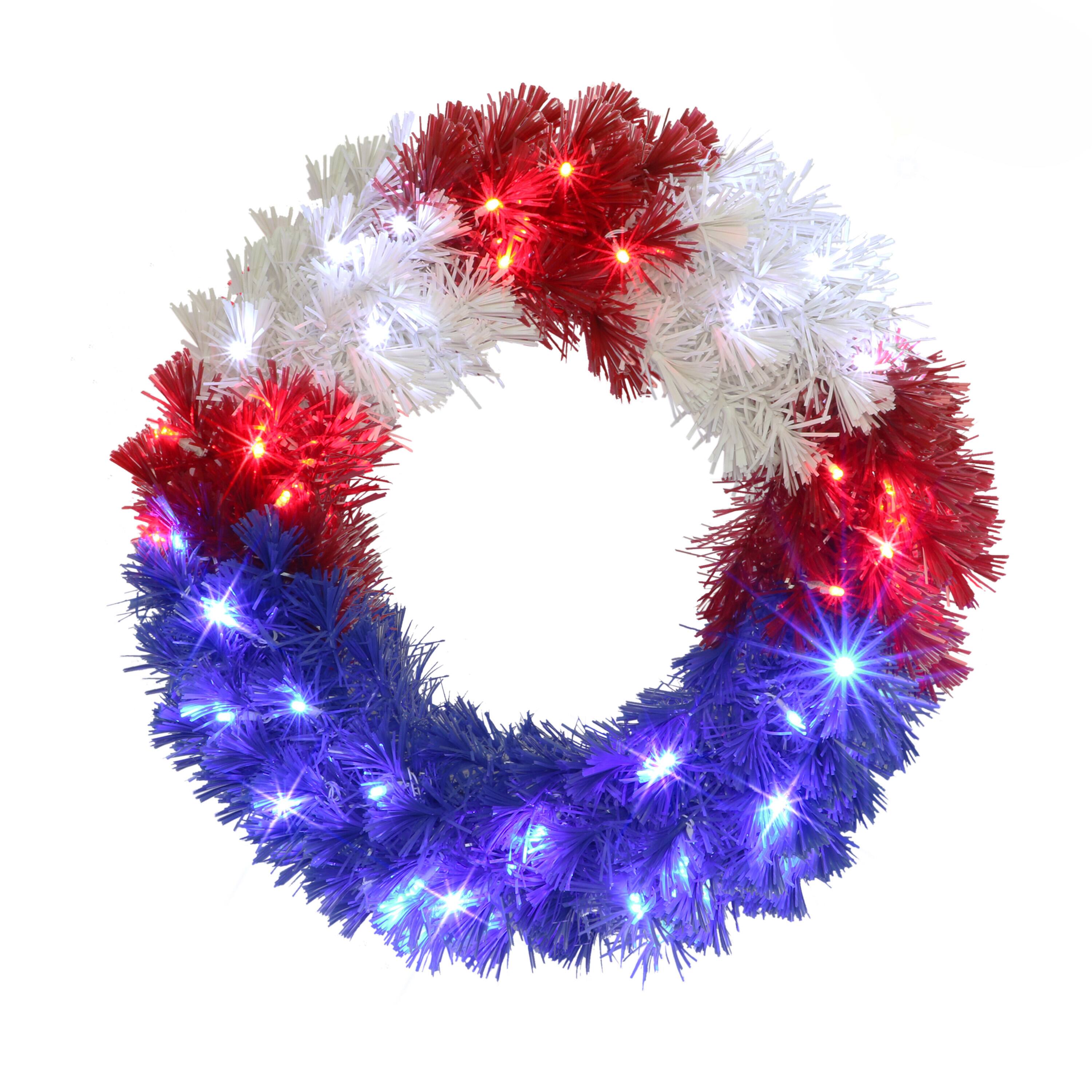 24" Pre-Lit Patriotic Wreath