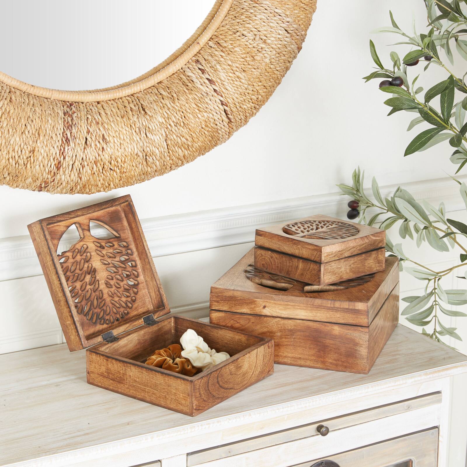 Brown Mango Wood Natural Box Set