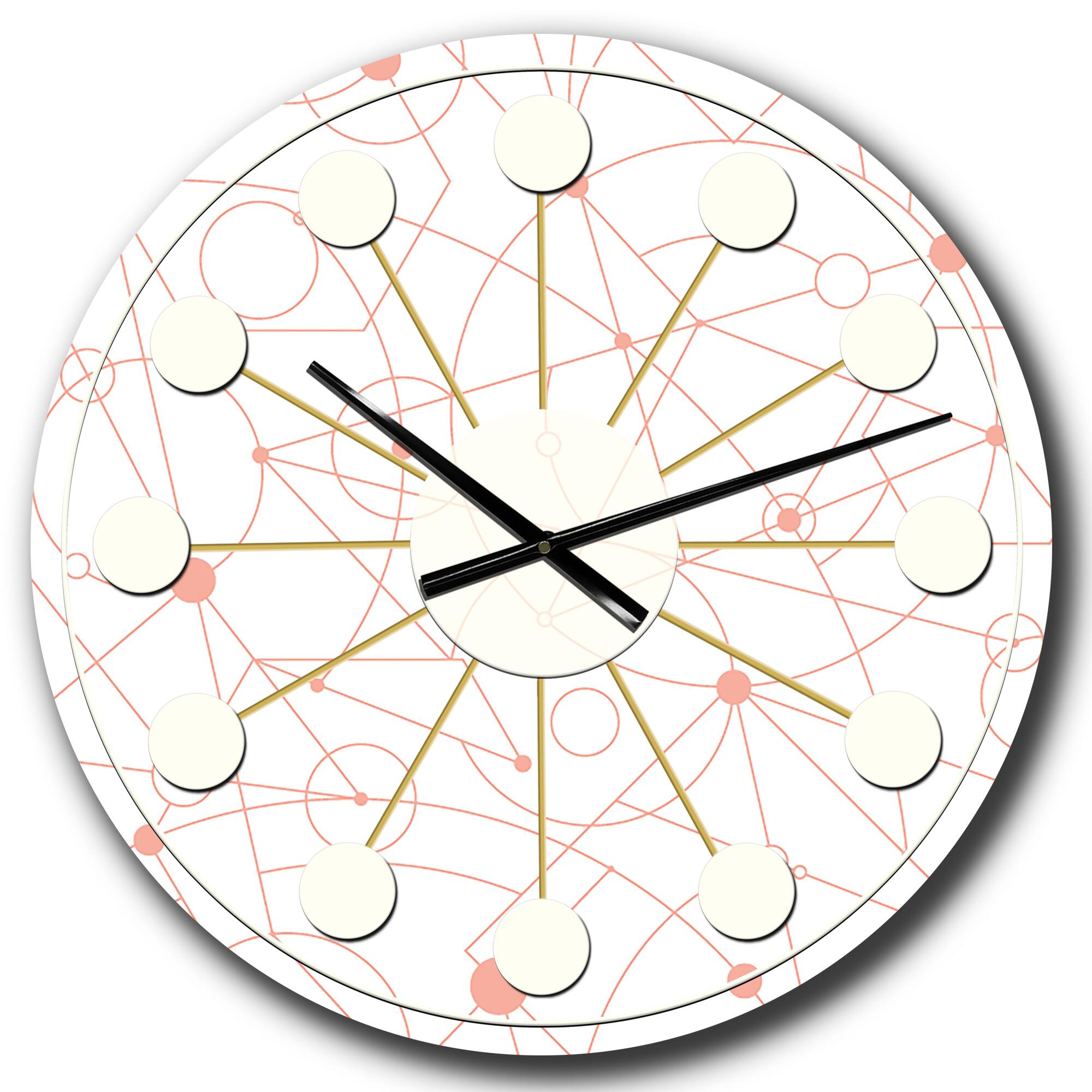 Designart 'Retro Geometric Grid Ii Mid-Century Modern Wall Clock